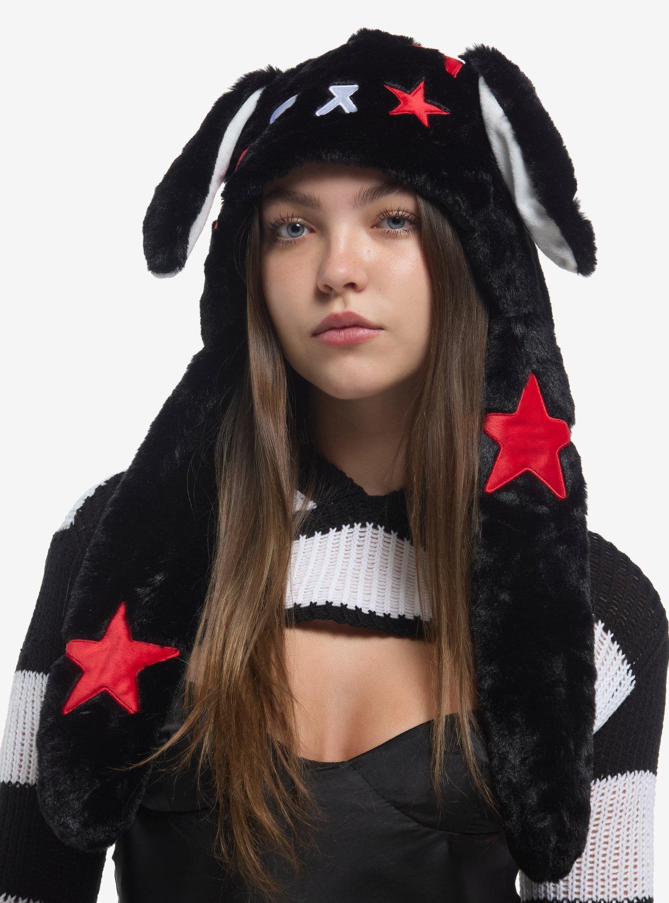 Red Star Bunny Tassel Beanie With Movable Ears, , hi-res