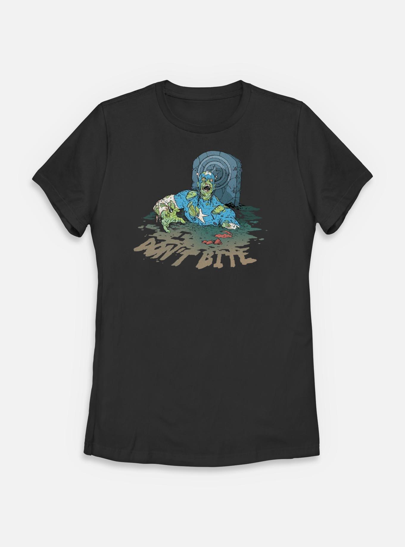 Marvel Zombies Captain America Don't Bite Womens T-Shirt, BLACK, hi-res