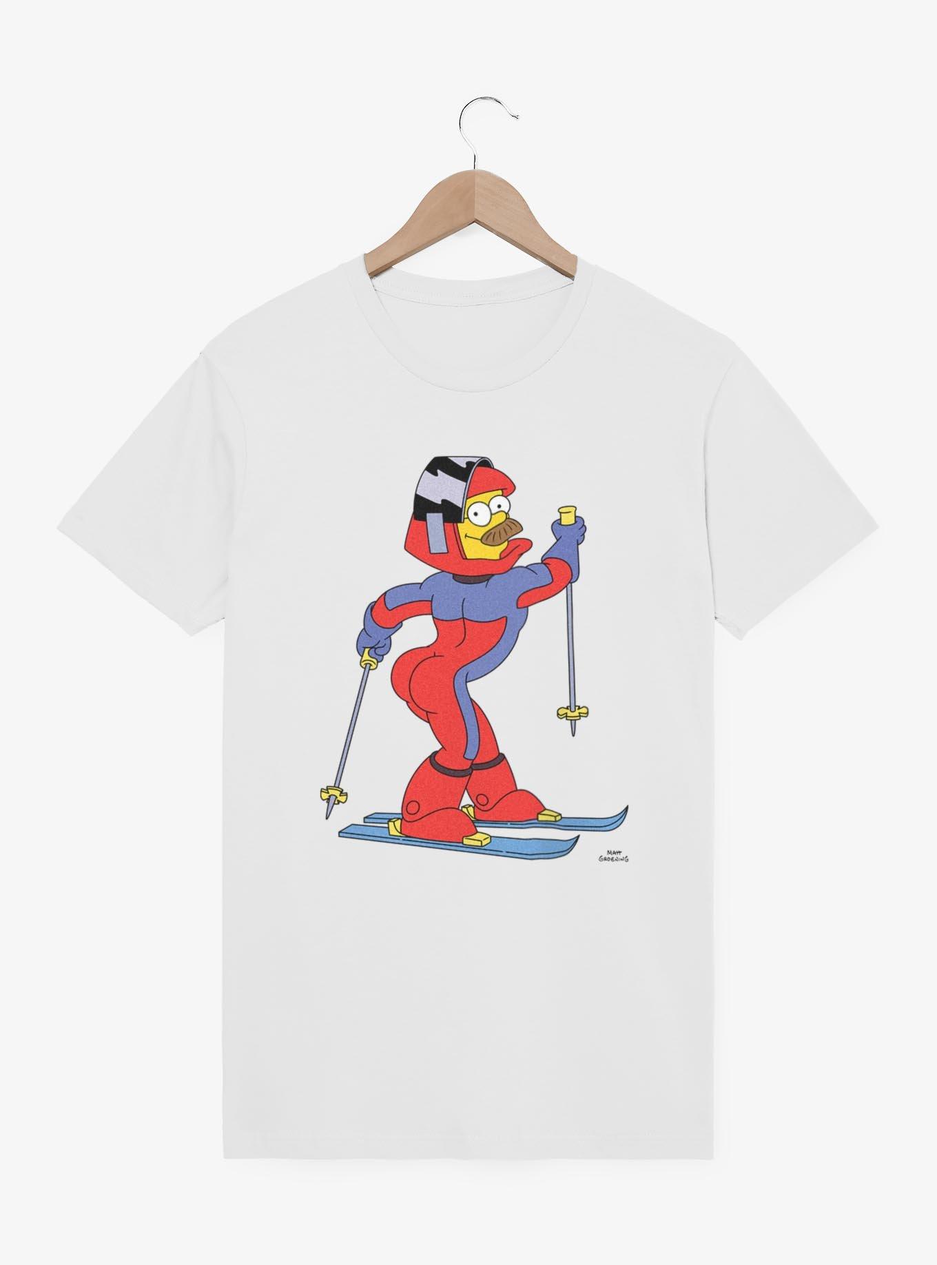 The Simpsons Ned Flanders Skii T-Shirt, WHITE, hi-res