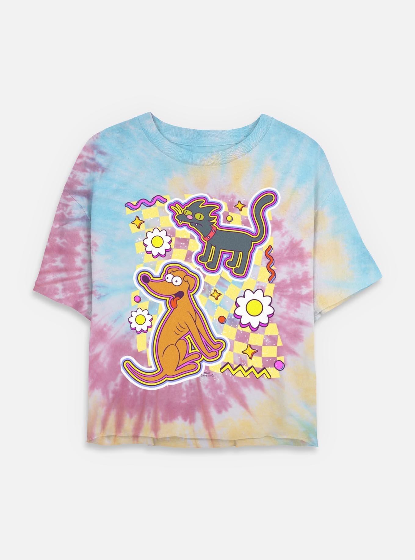 The Simpsons Retro Style Tie Dye Crop Womens  T-Shirt, BLUPNKLY, hi-res