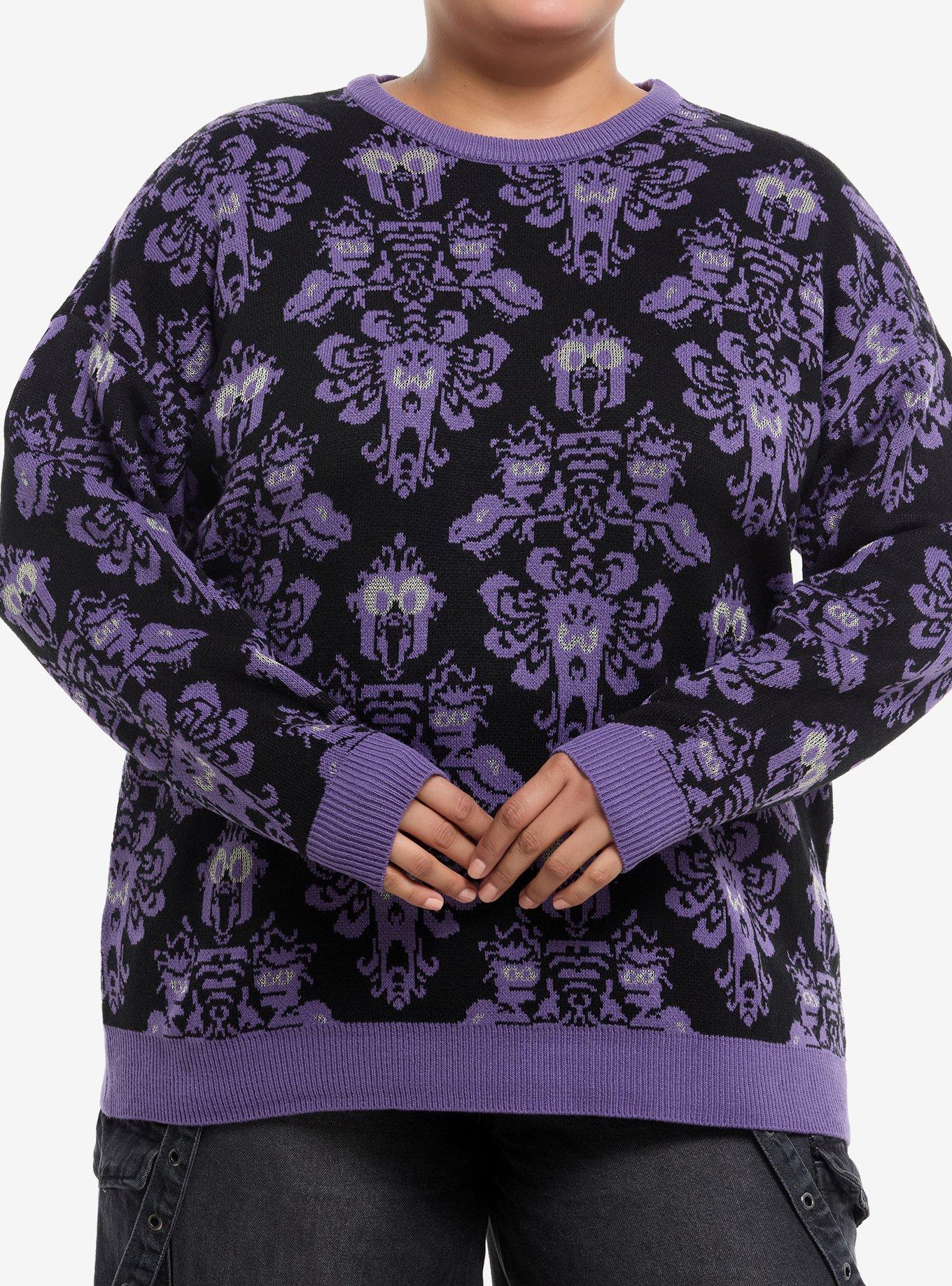 Her Universe Disney Muppets Haunted Mansion Wallpaper Glow-In-The-Dark Sweater Plus Size, , hi-res