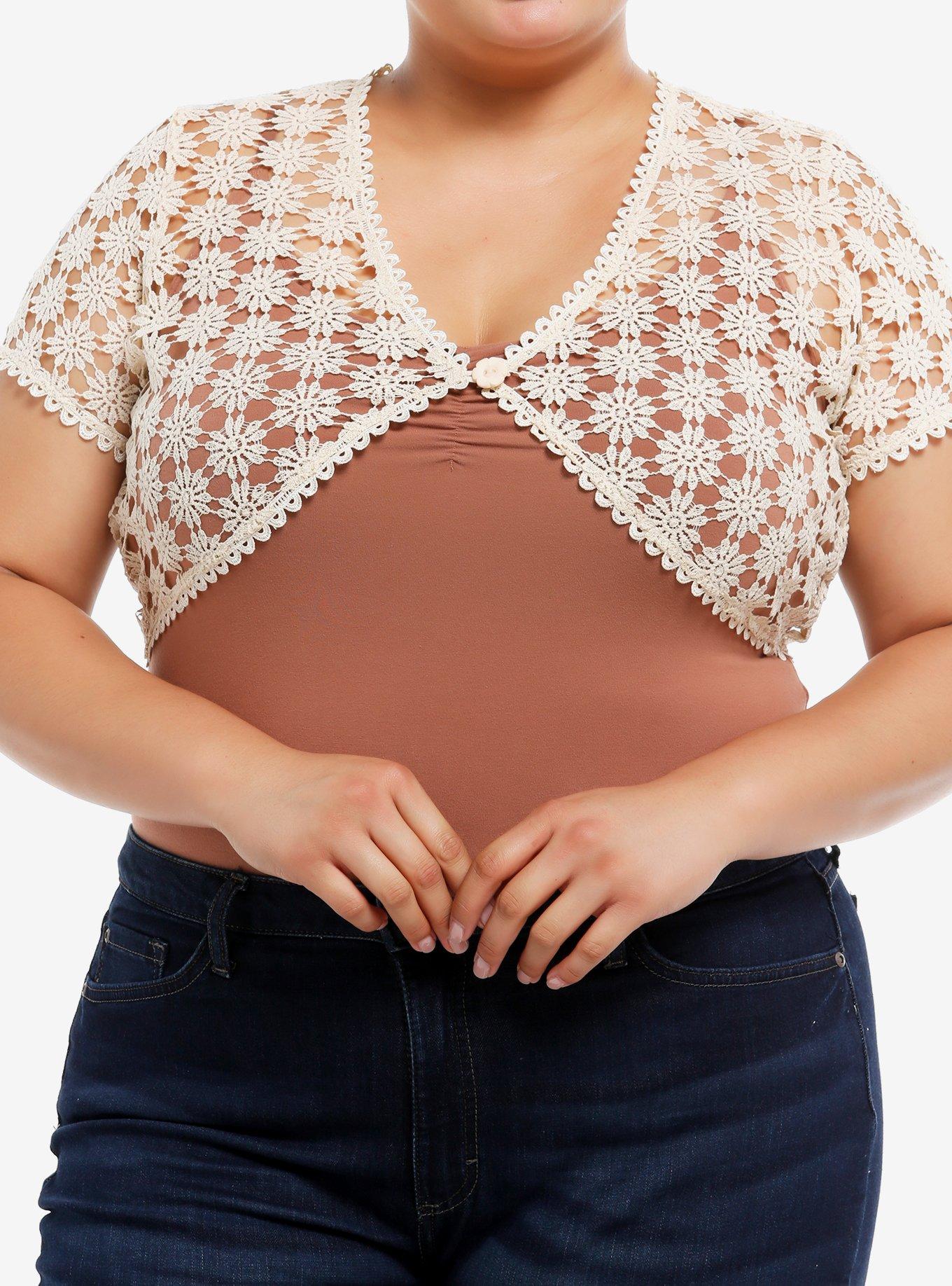 Thorn & Fable Ivory Floral Girls Short-Sleeve Bolero Plus Size, , hi-res