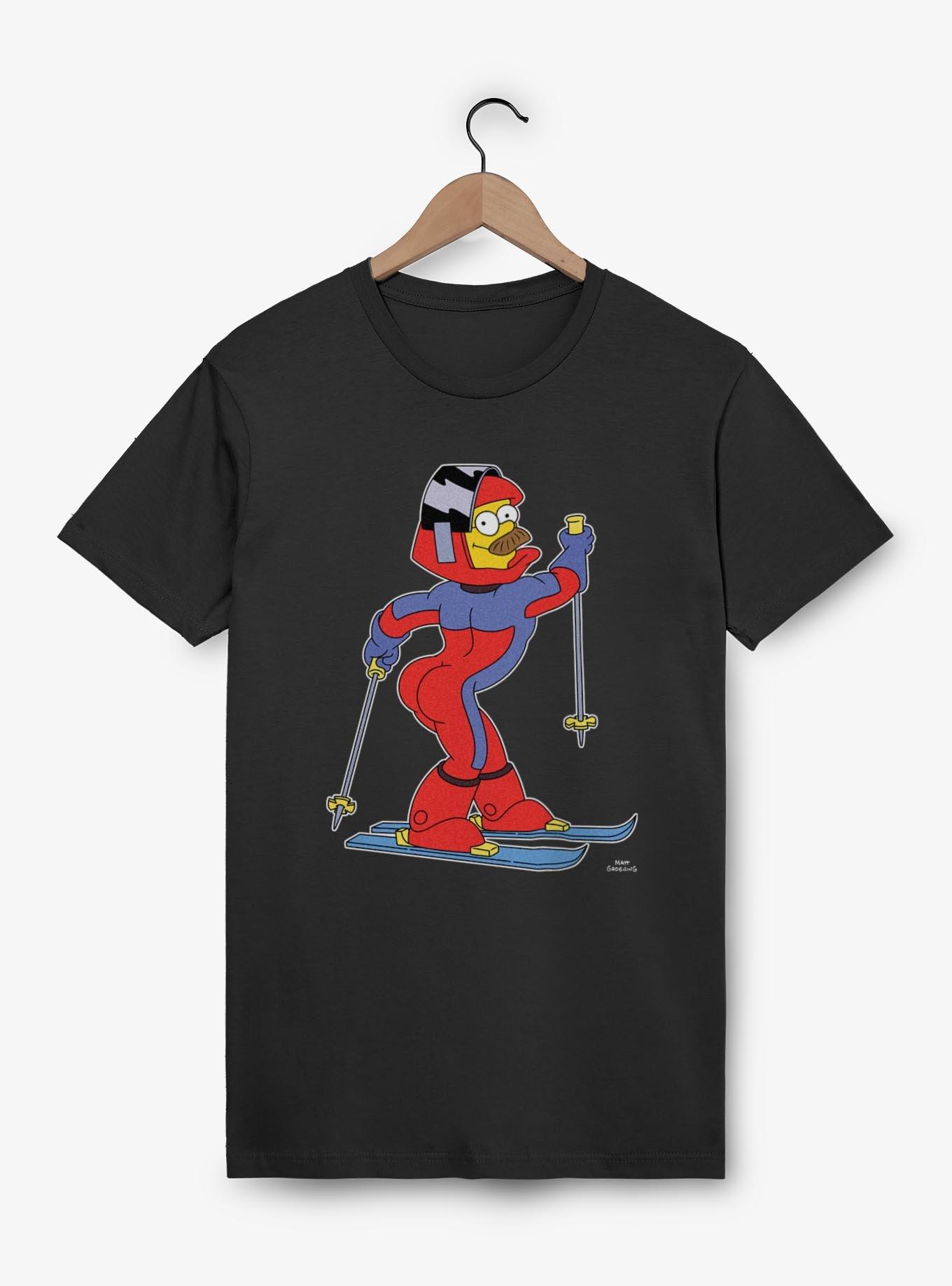 The Simpsons Ned Flanders Skii Skills T-Shirt, BLACK, hi-res