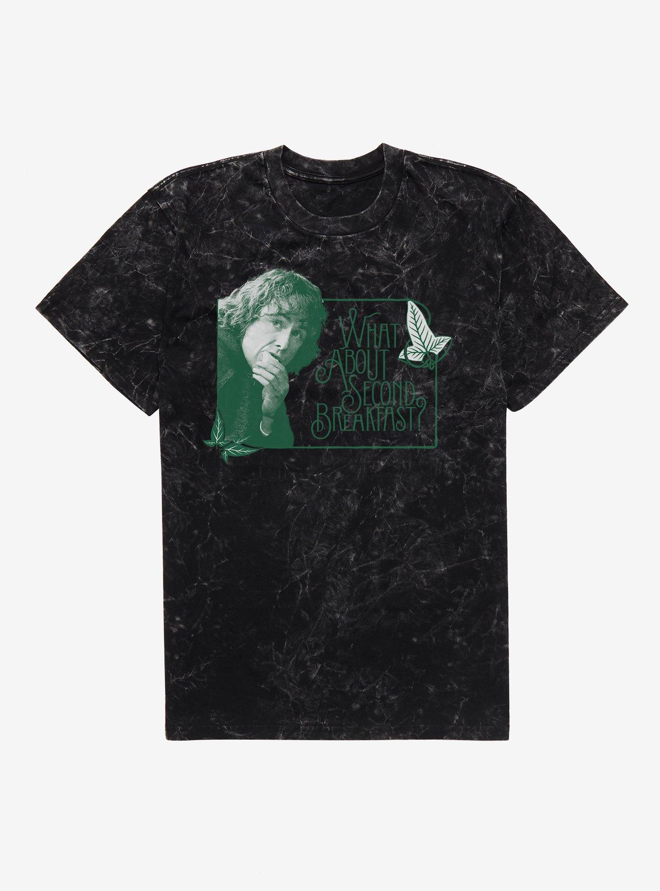 The Lord Of The Rings What About Second Breakfast? Mineral Wash T-Shirt, BLACK MINERAL WASH, hi-res