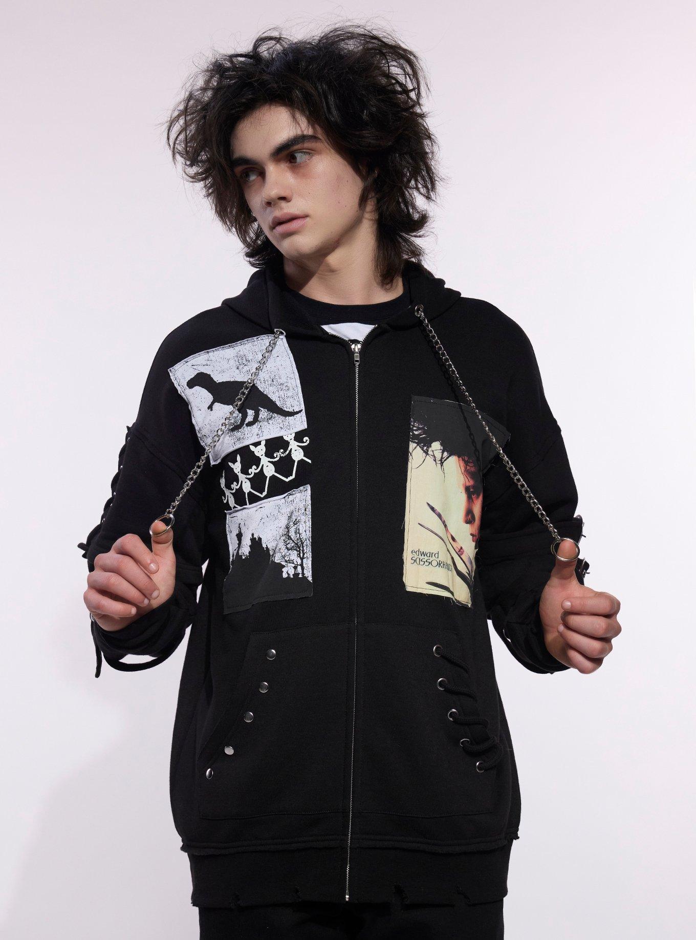 Our Universe Edward Scissorhands Patches Grommet Strap Hoodie