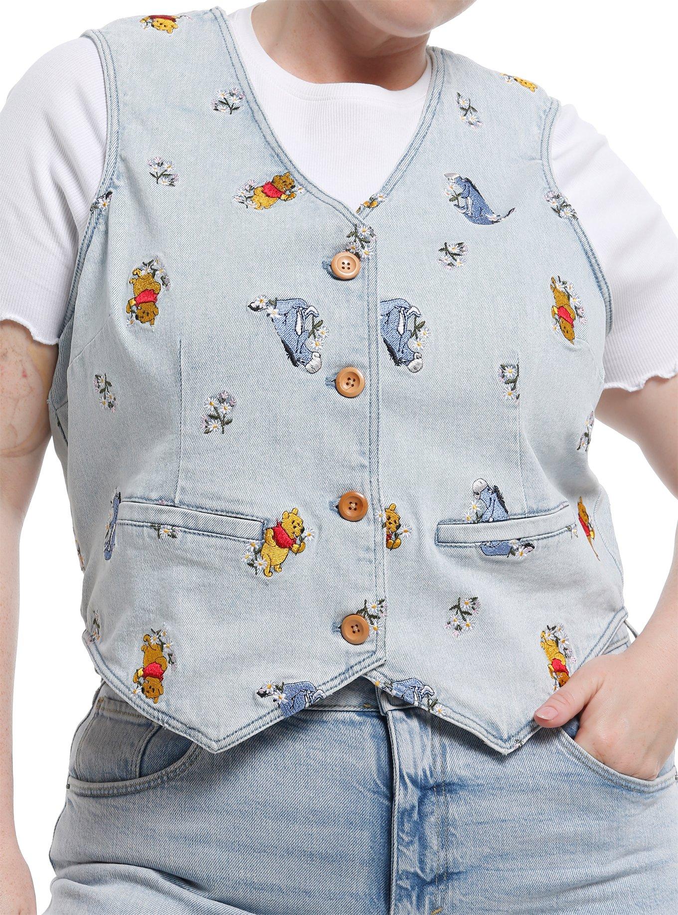 Her Universe Disney Winnie The Pooh Embroidered Denim Vest Plus Size, , hi-res