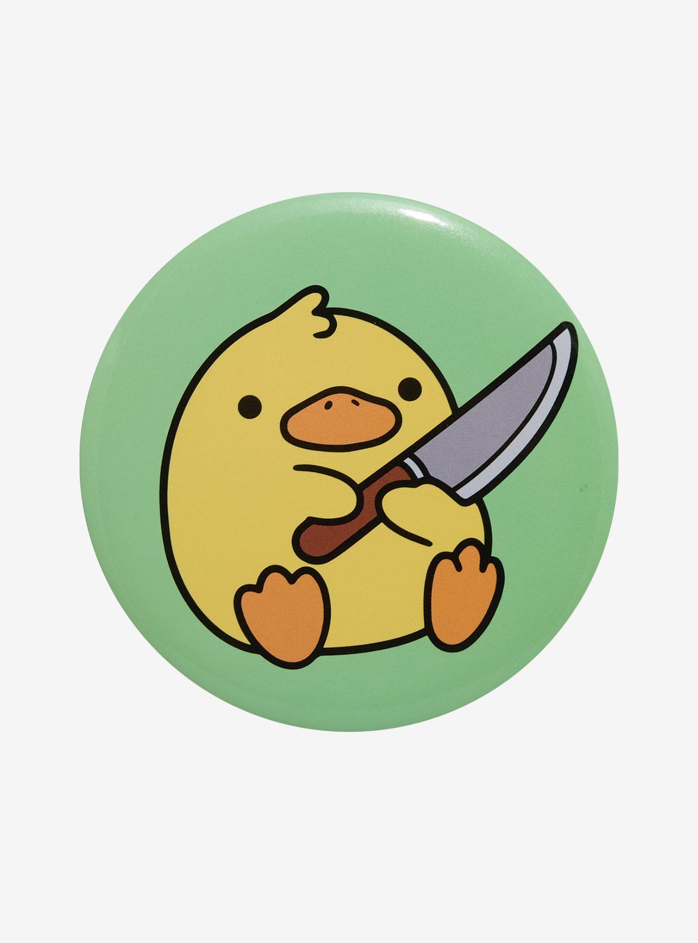 Duck With Knife 3 Inch Button, , hi-res