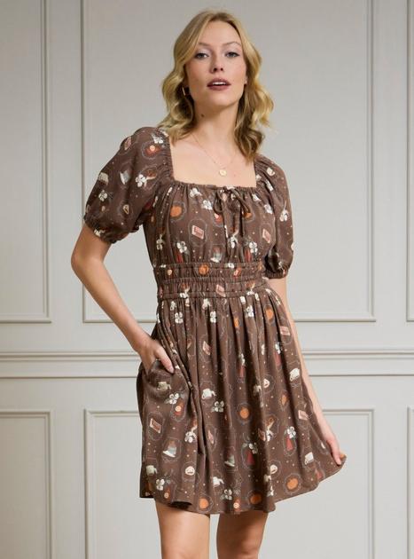 Notch Neck Allover Plants Smock Dress main image 0