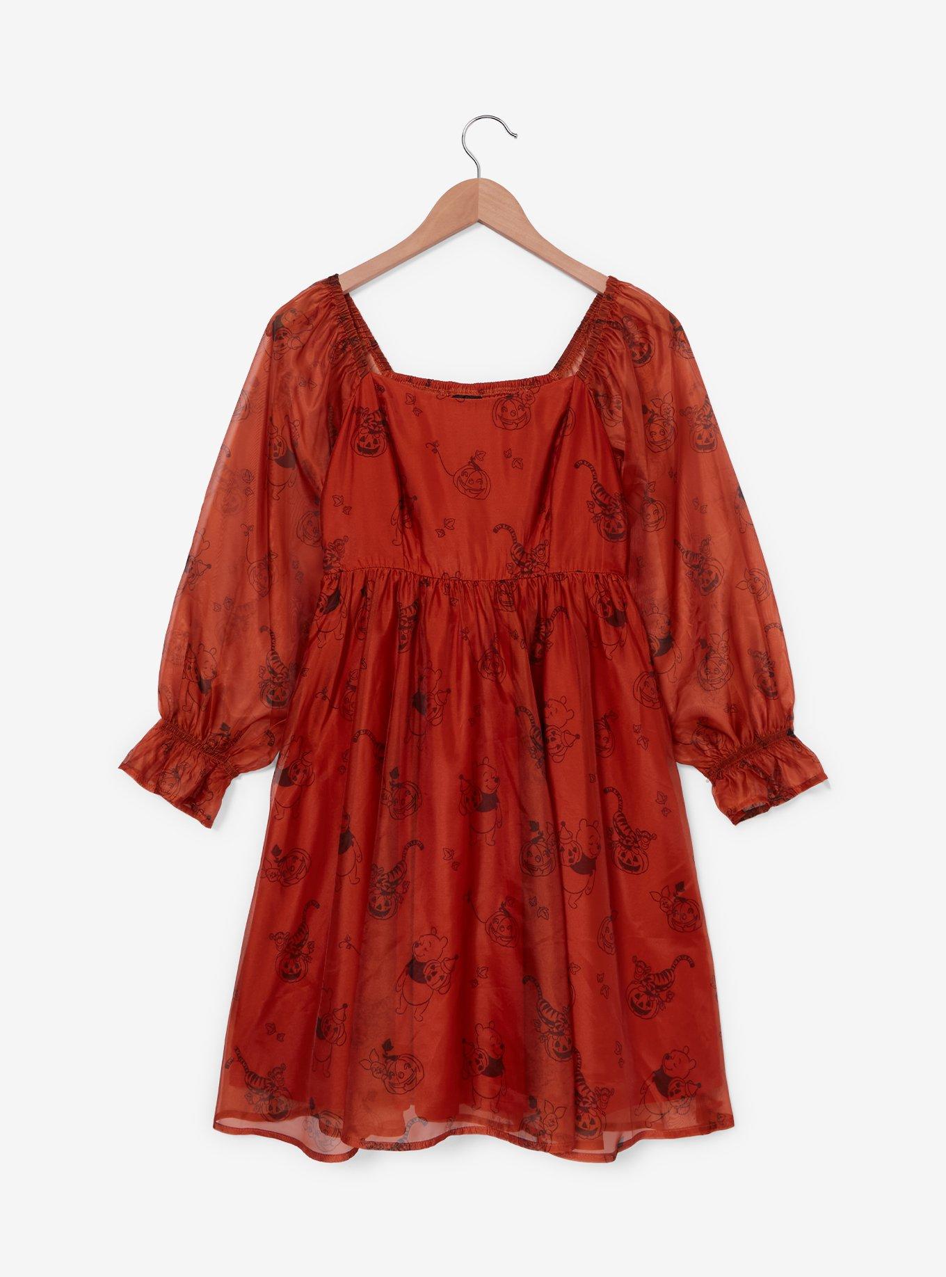 Disney Winnie the Pooh Halloween Allover Print Long Sleeve Dress - BoxLunch Exclusive, , hi-res