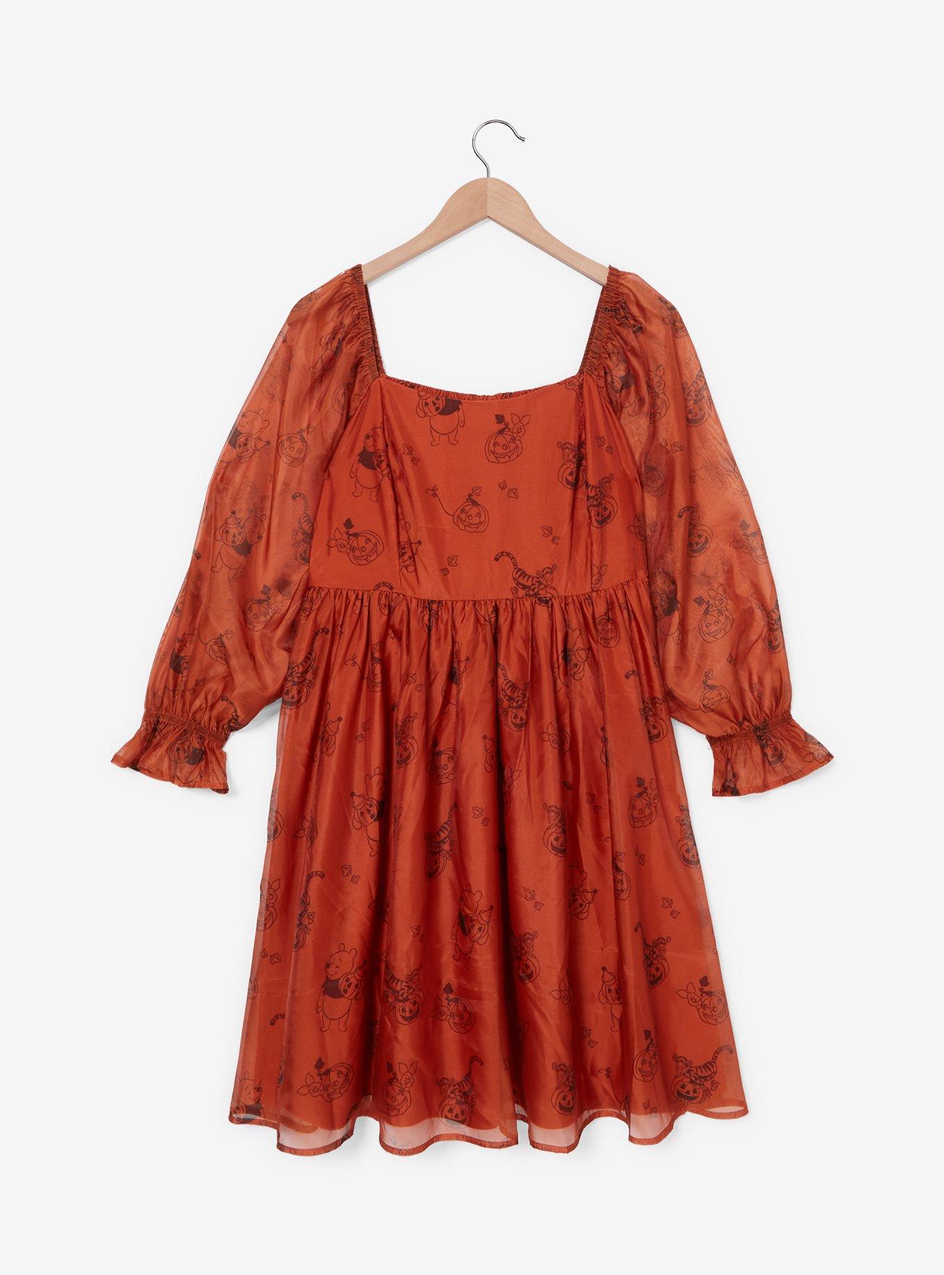 Disney Winnie the Pooh Halloween Allover Print Long Sleeve Plus Size Dress - BoxLunch Exclusive, , hi-res