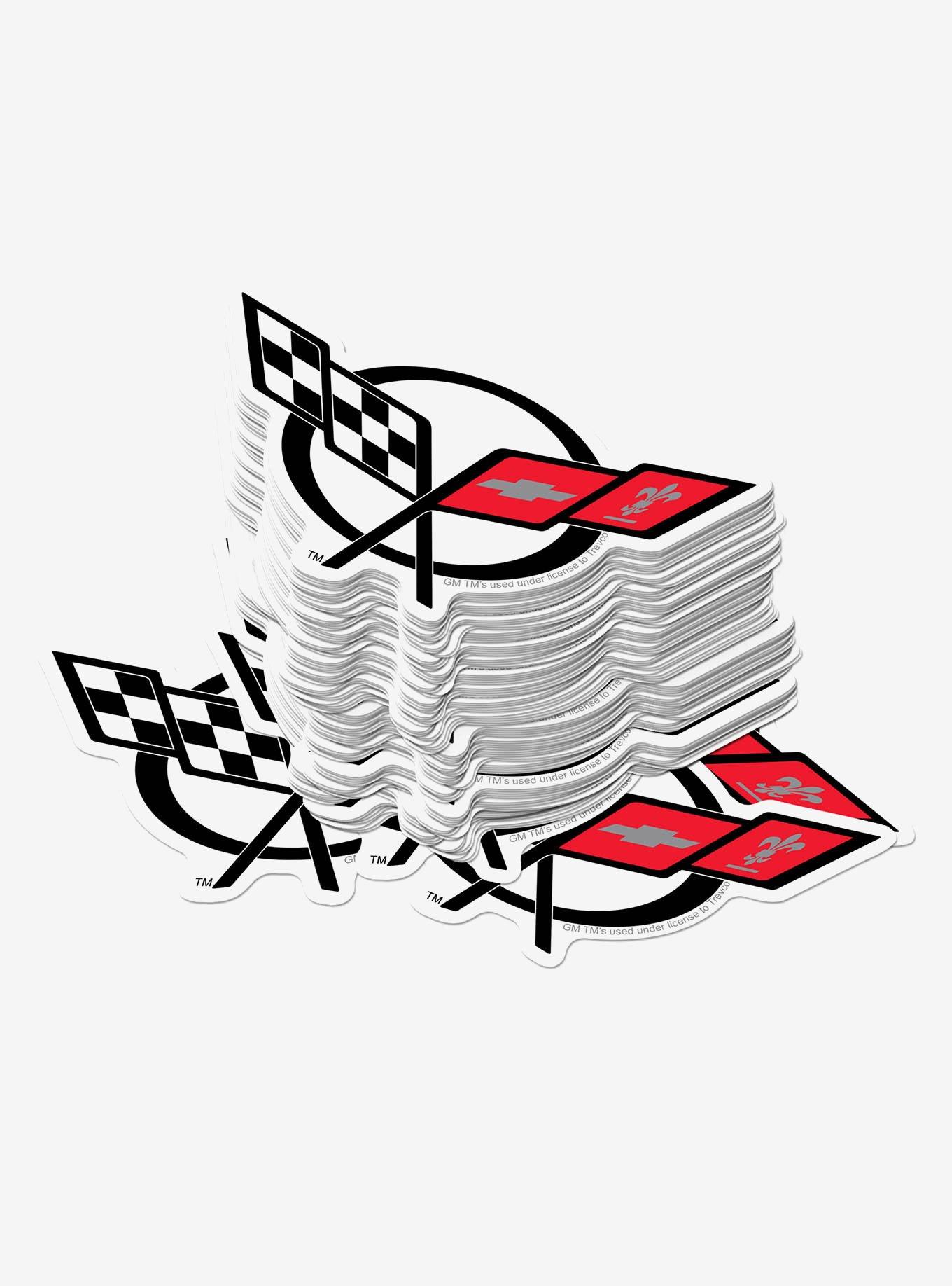 Chevrolet Chevy Crossed Flags Miscellaneous 100ct Sticker Pack, , hi-res