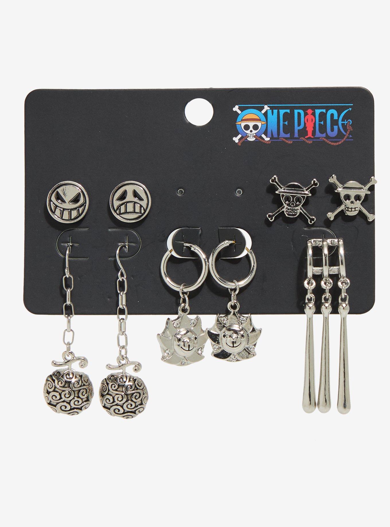One Piece Silver Icons Earring Set - BoxLunch Exclusive, , hi-res
