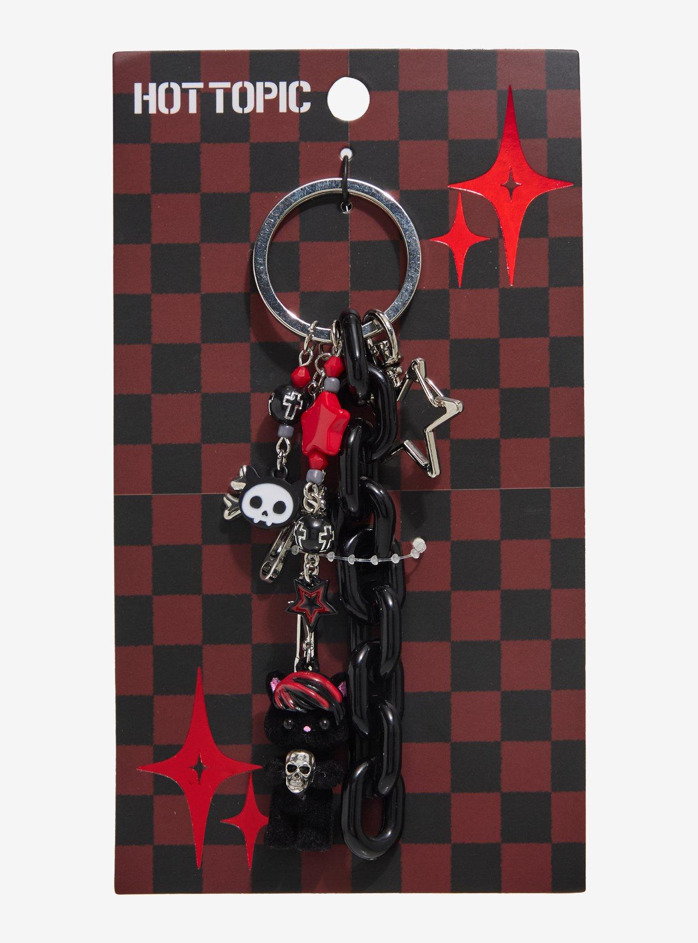 Flocked Emo Cat Charm Key Chain, , hi-res