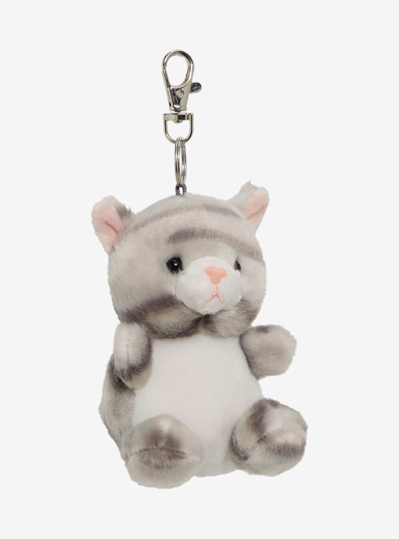 Aurora Palm Pals Silver Kitty Plush Key Chain, , hi-res