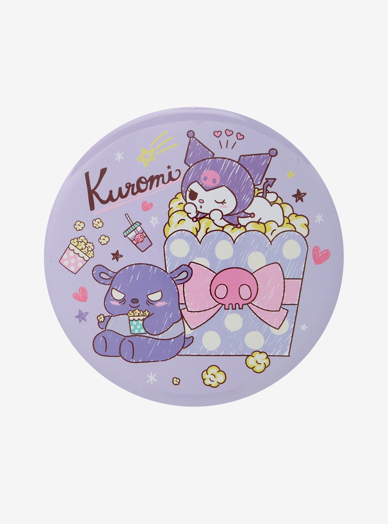 Kuromi & Baku Popcorn 6 Inch Button, , hi-res