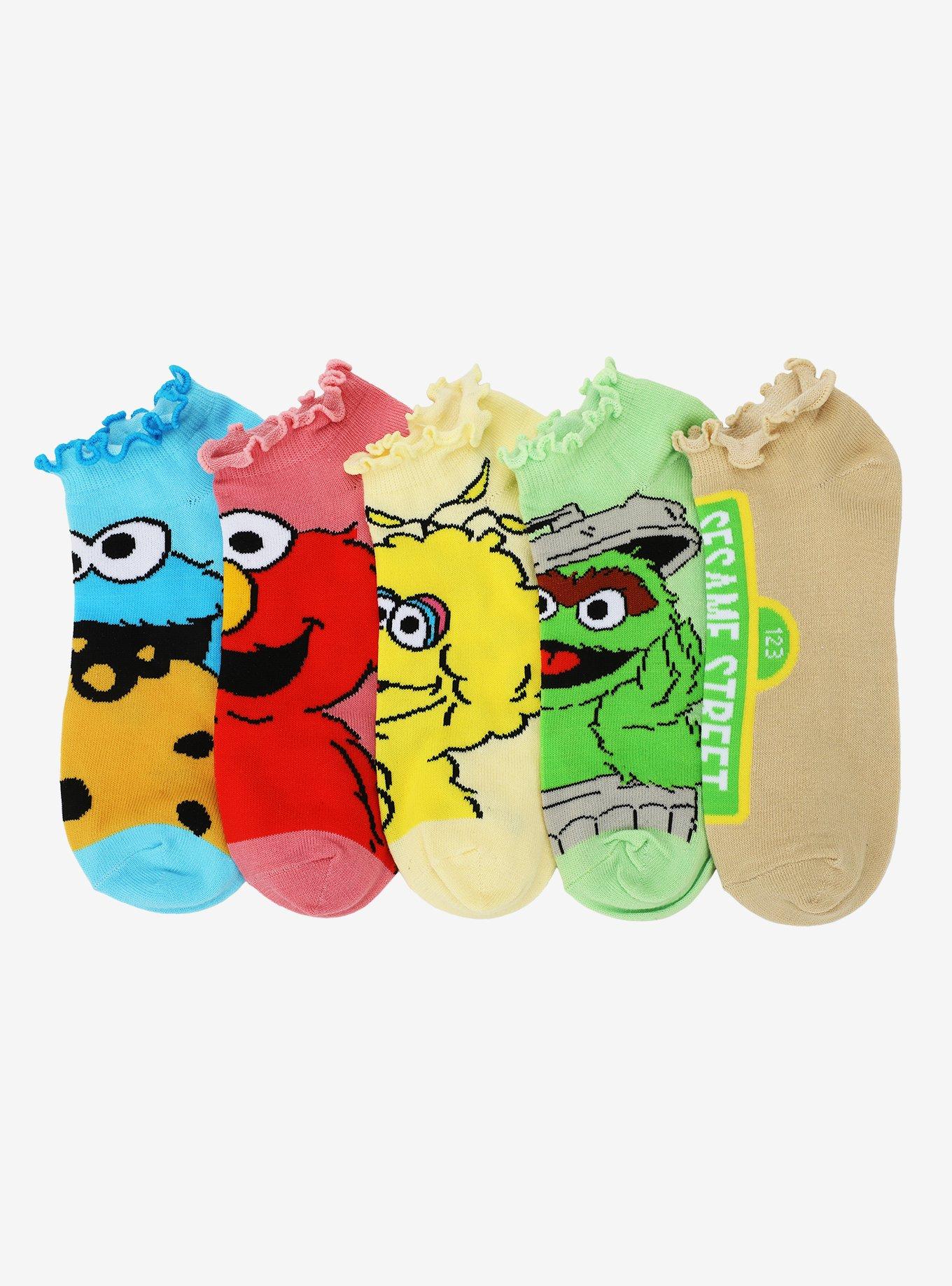 Sesame Street Characters No-Show Socks 5 Pair, , hi-res