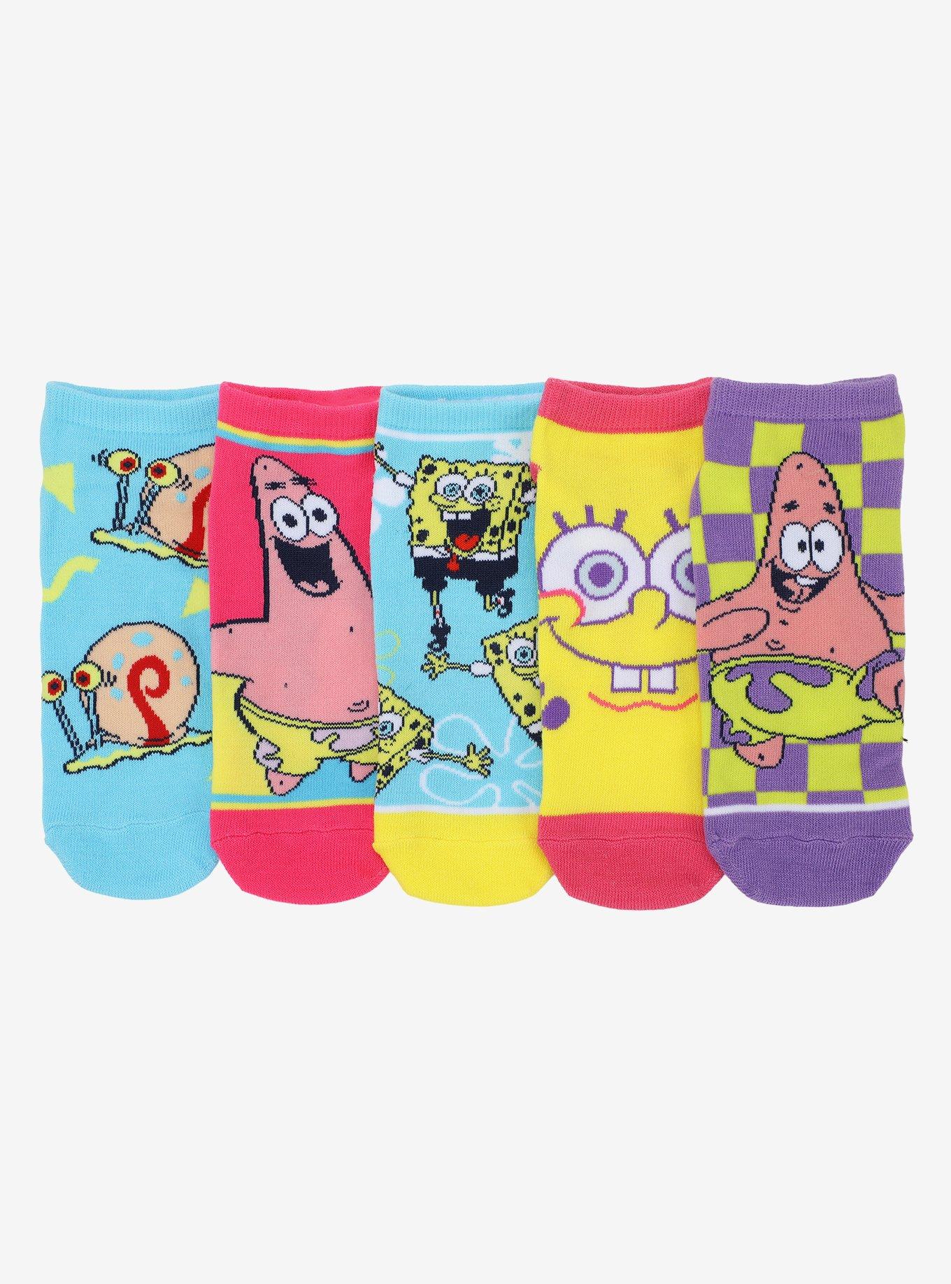 SpongeBob SquarePants Colorful Character No-Show Socks 5 Pair 