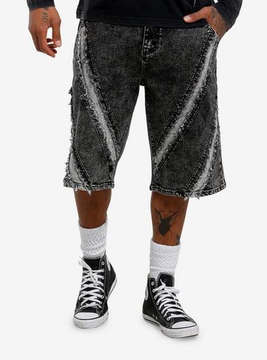 【sacai】Hybrid Tailored Dark Wash Denim Shorts SACAI Belted pleated denim and shell shorts | NET-A-PORTER