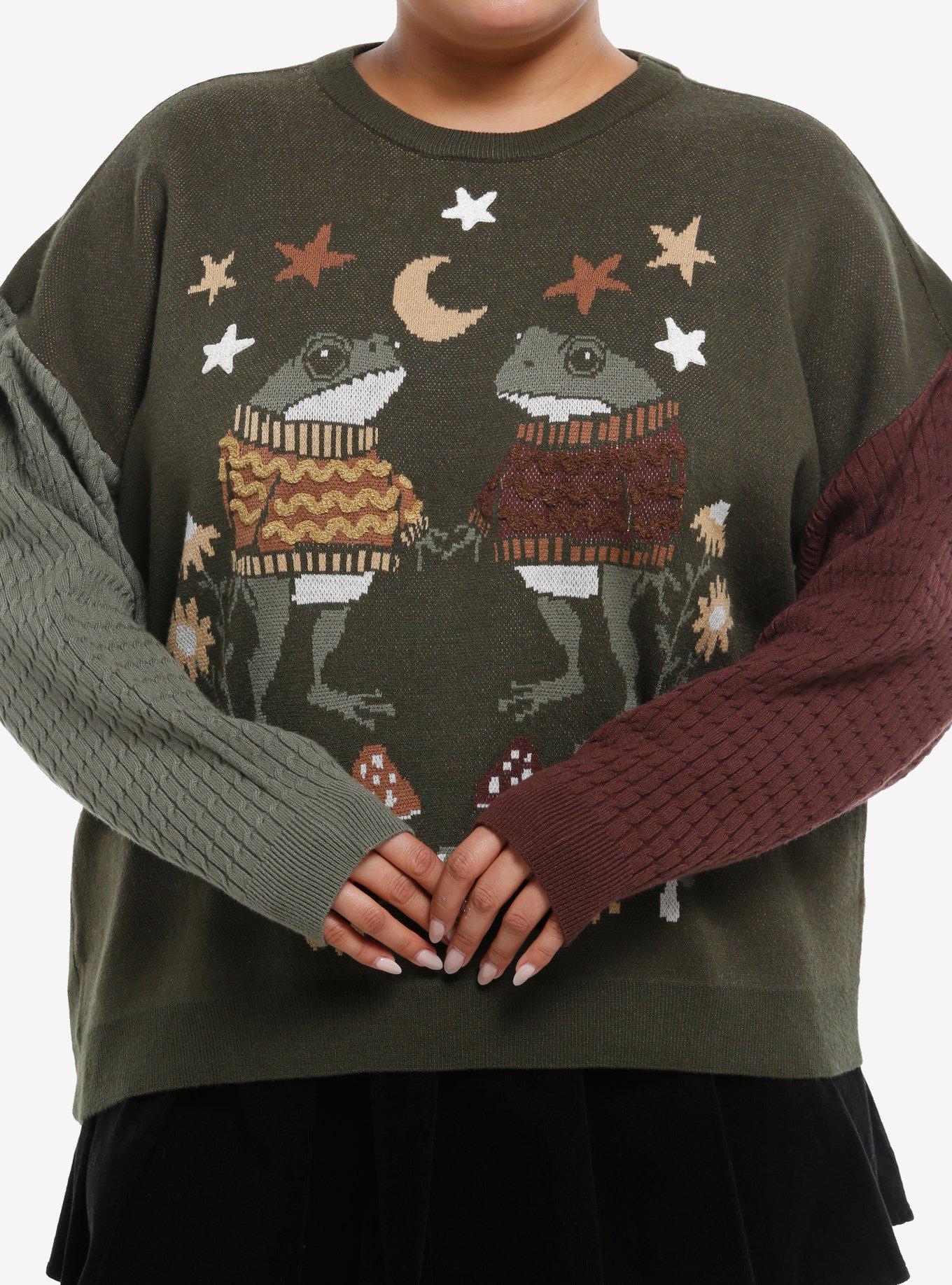 Thorn & Fable Frog Friends Girls Sweater Plus Size, , hi-res