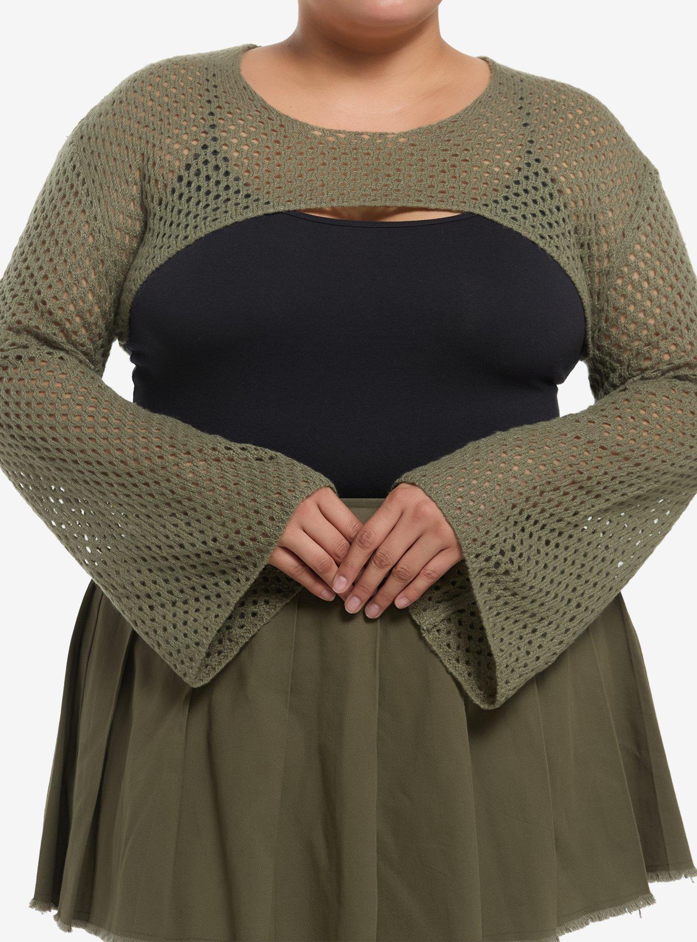 Thorn & Fable Sage Green Bolero Girls Crop Shrug Plus Size, , hi-res
