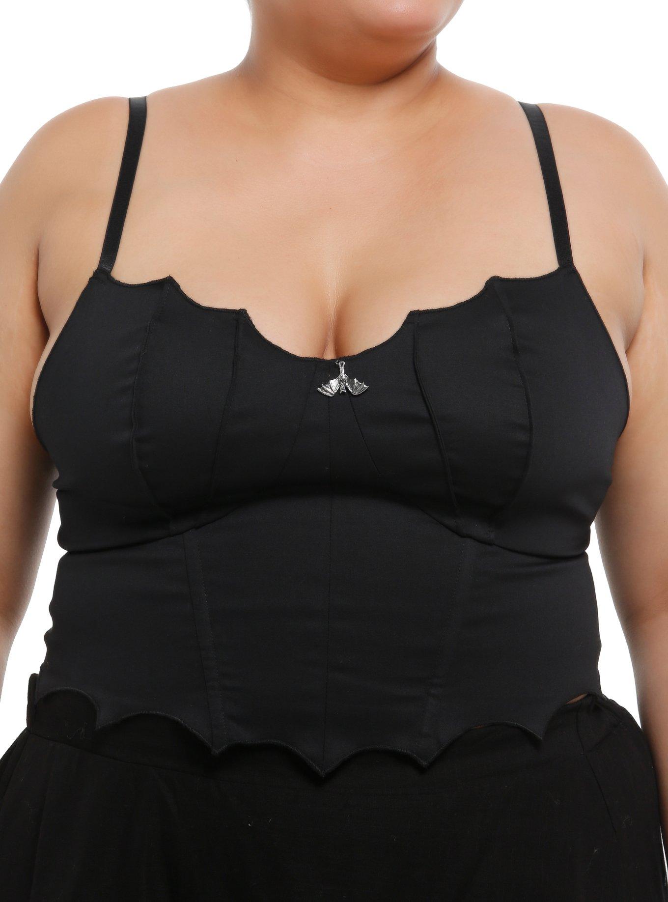 Cosmic Aura Black Bat Charm Girls Corset Top Plus Size