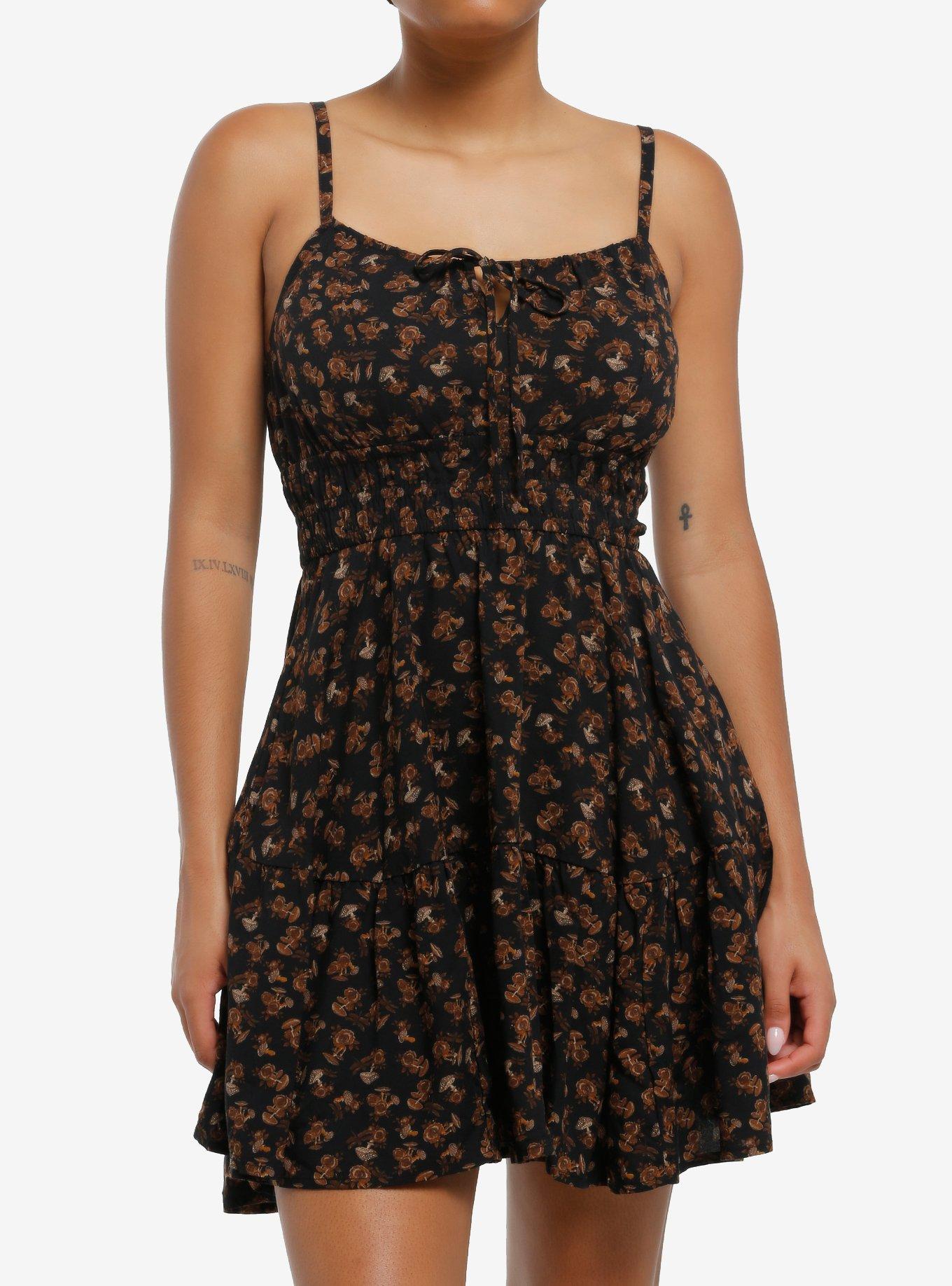 Thorn & Fable Brown Mushroom Cami Slip Dress, , hi-res