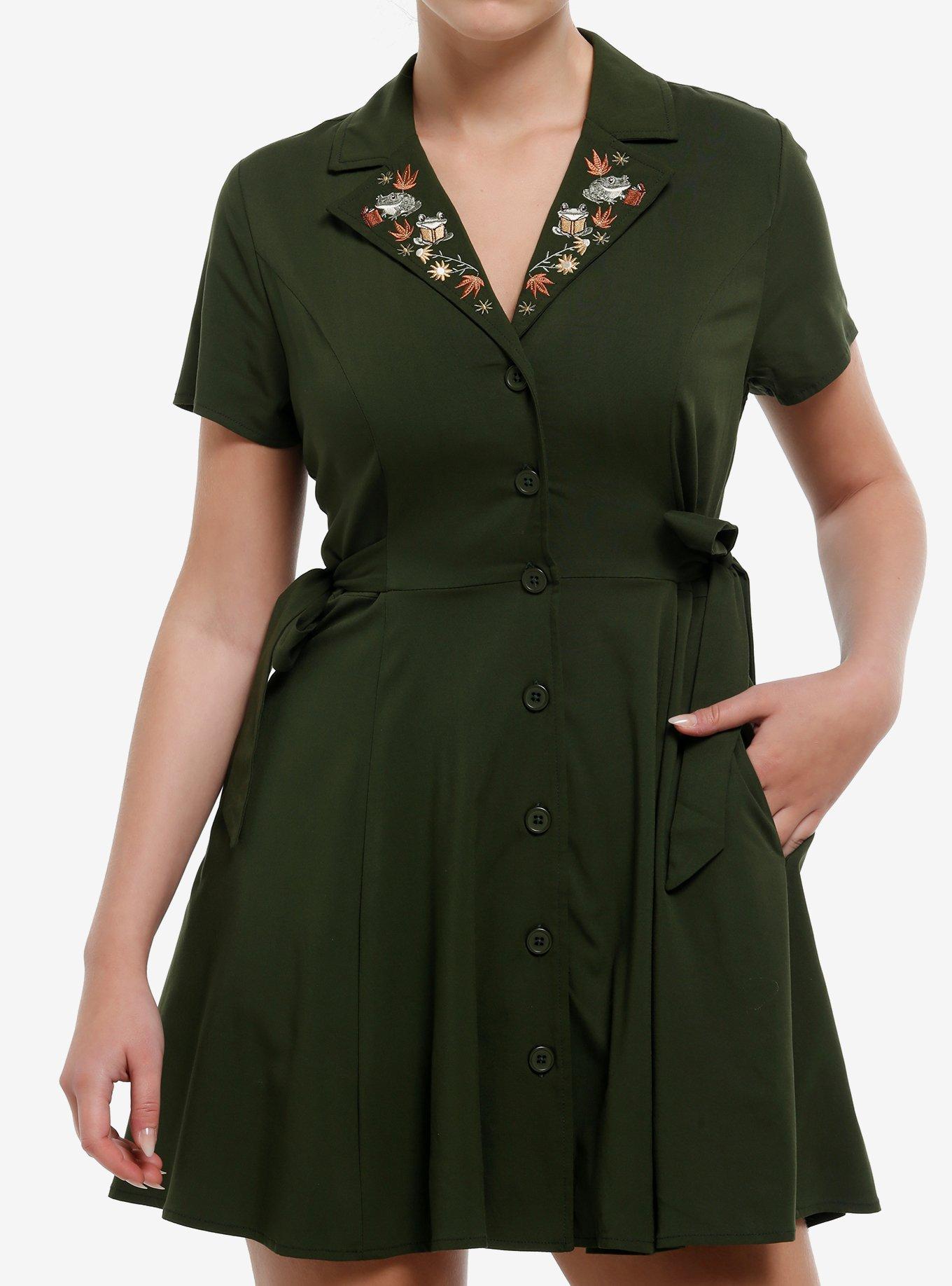 Thorn & Fable Reading Frogs Collar Dress, , hi-res