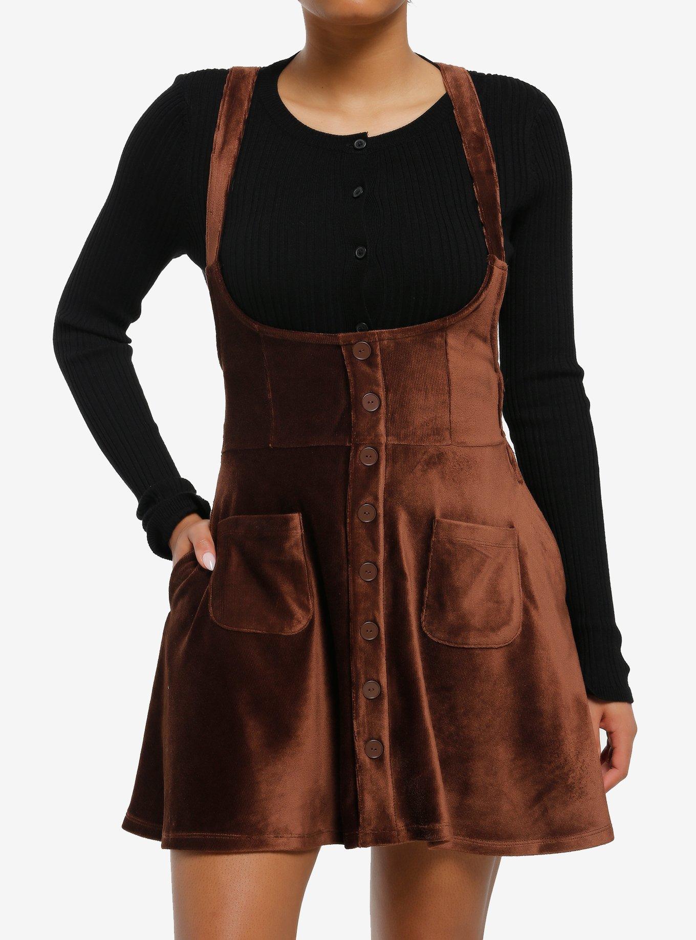 Thorn & Fable Brown Velvet Underbust Skirtall, , hi-res