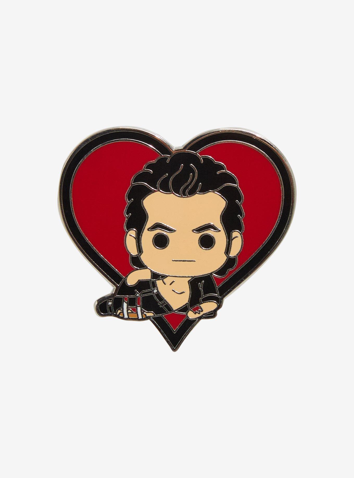 Jurassic Park Ian Malcolm Chibi Heart Enamel Pin, , hi-res