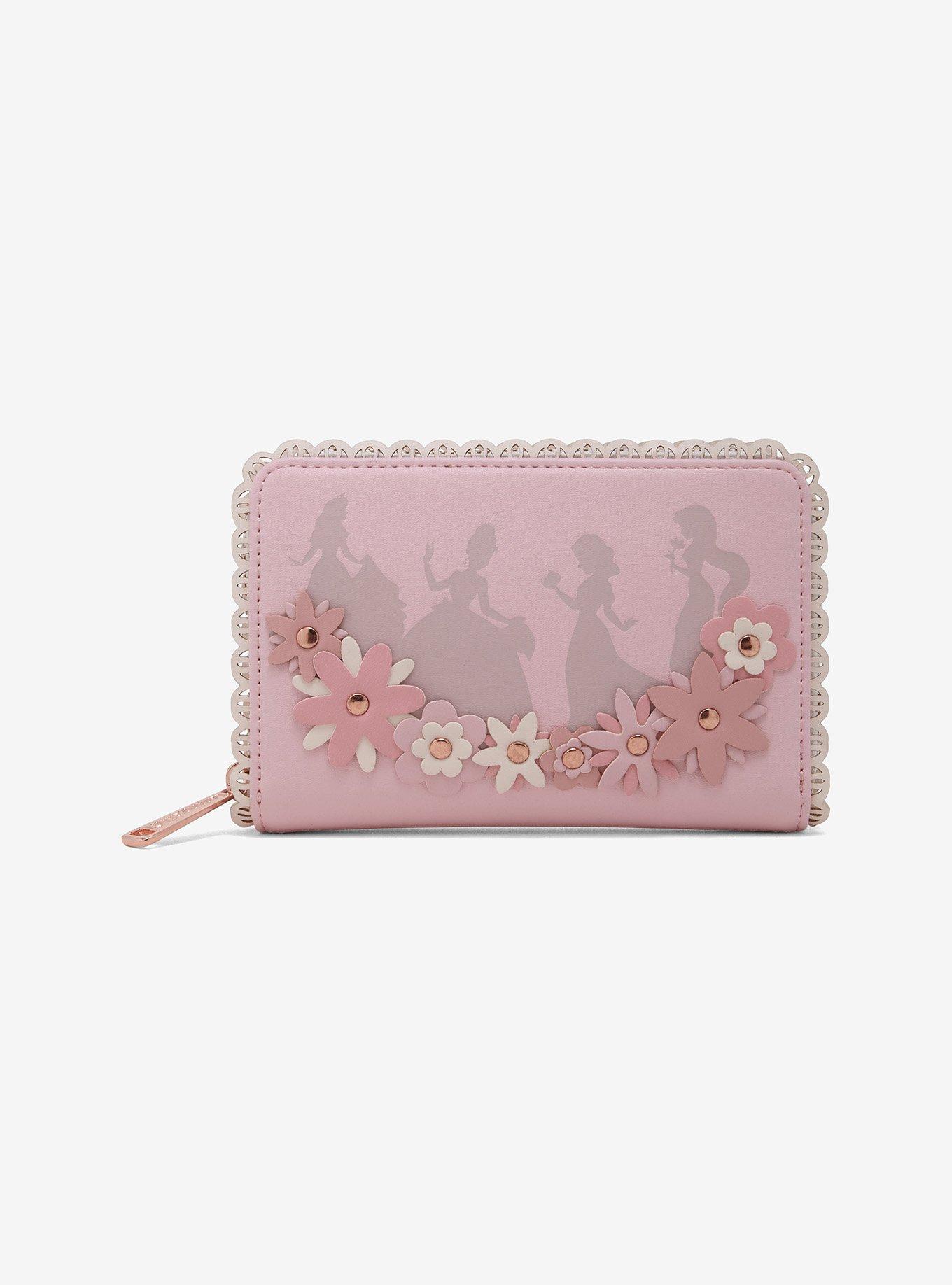 Loungefly Disney Princess Pink Floral Mini Zipper Wallet, , hi-res
