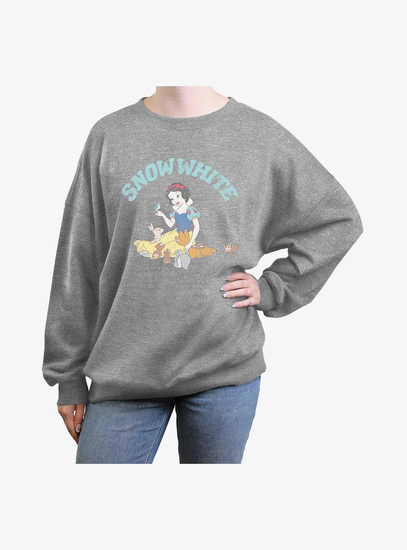Disney Snow White and the Seven Dwarfs With Woodland Animals Girls Oversized Sweatshirt, HEATHER GR, hi-res