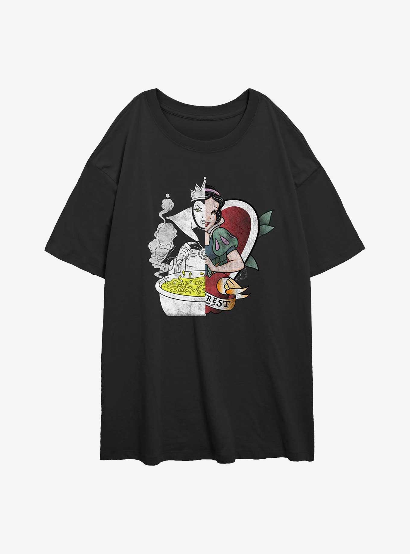 Disney Princesses Snow White and Evil Queen Split Girls Oversized T-Shirt, BLACK, hi-res