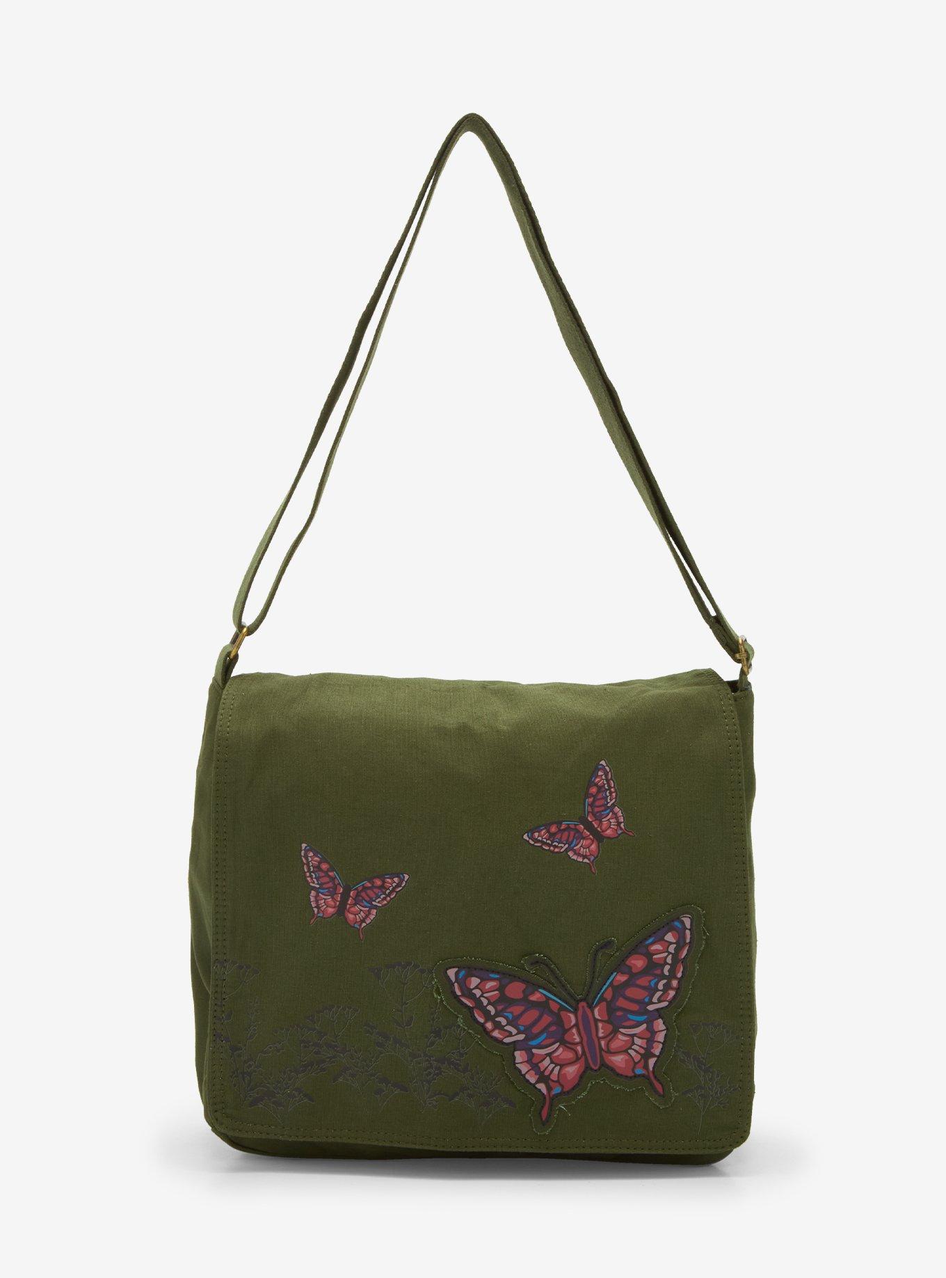 Butterfly Forest Green Messenger Bag, , hi-res