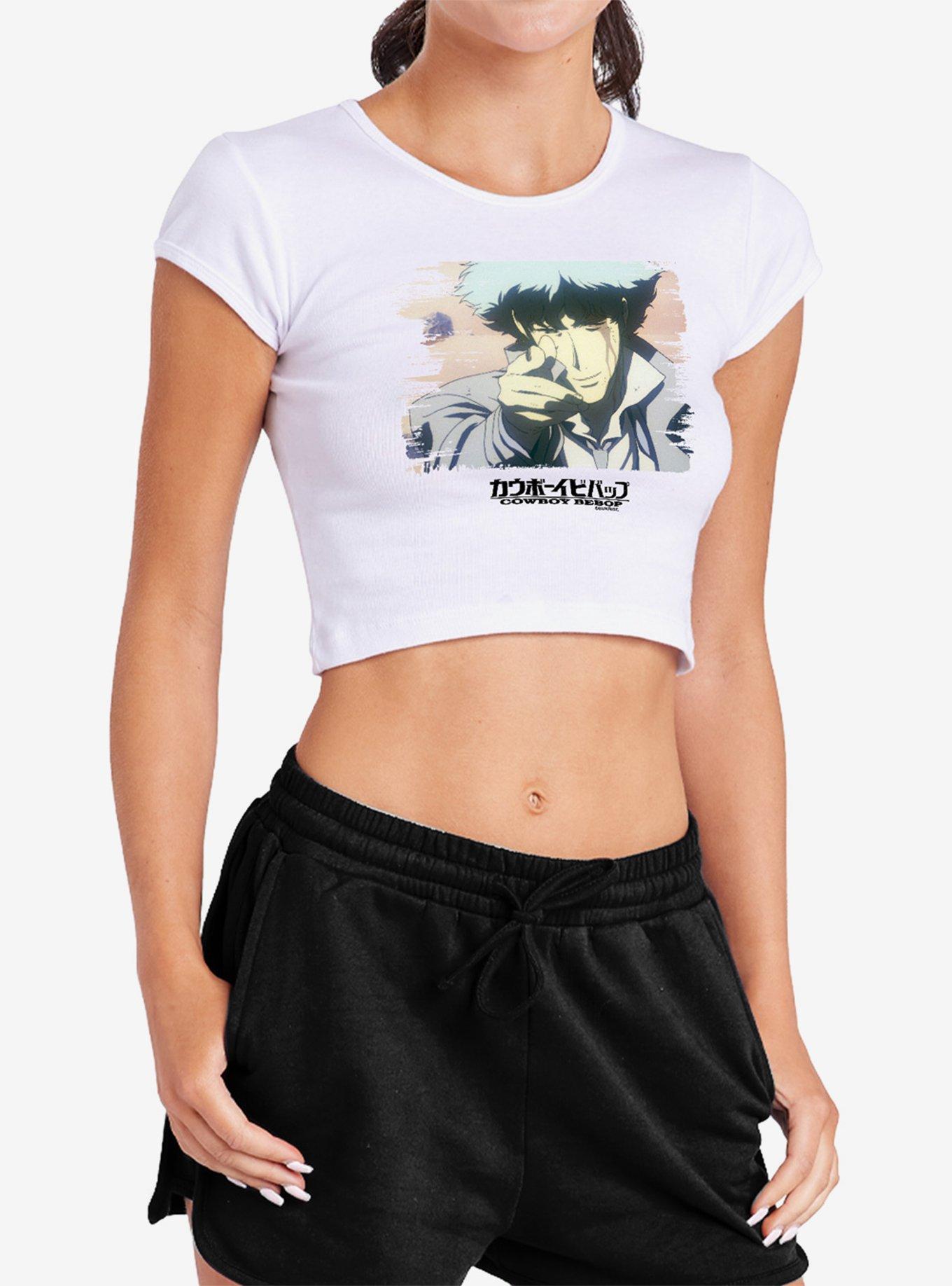 Cowboy Bebop Spike Spiegel's End Cap Sleeve Baby Rib Girls Crop Top, , hi-res