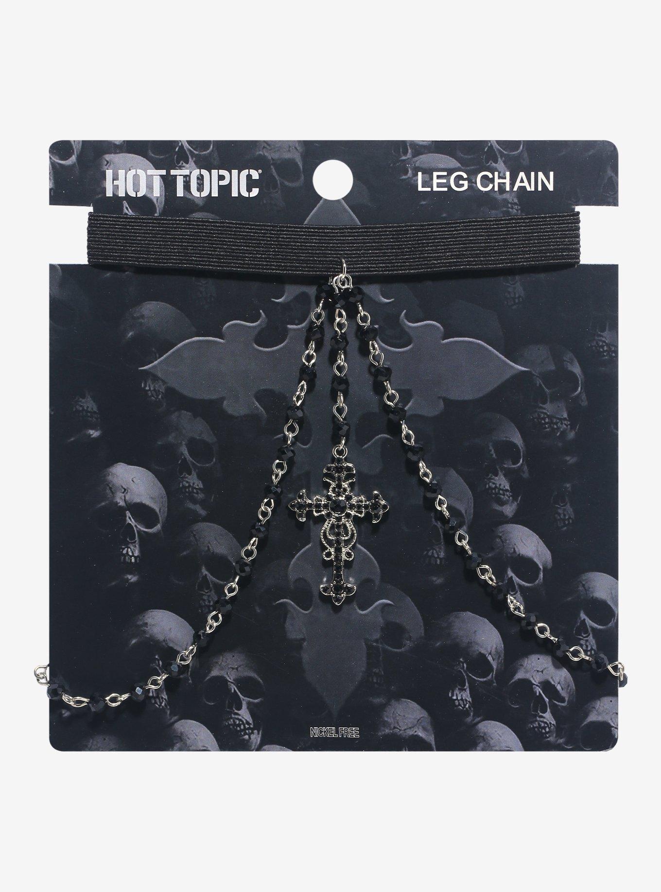 Gothic Cross Bead Leg Chain, , hi-res