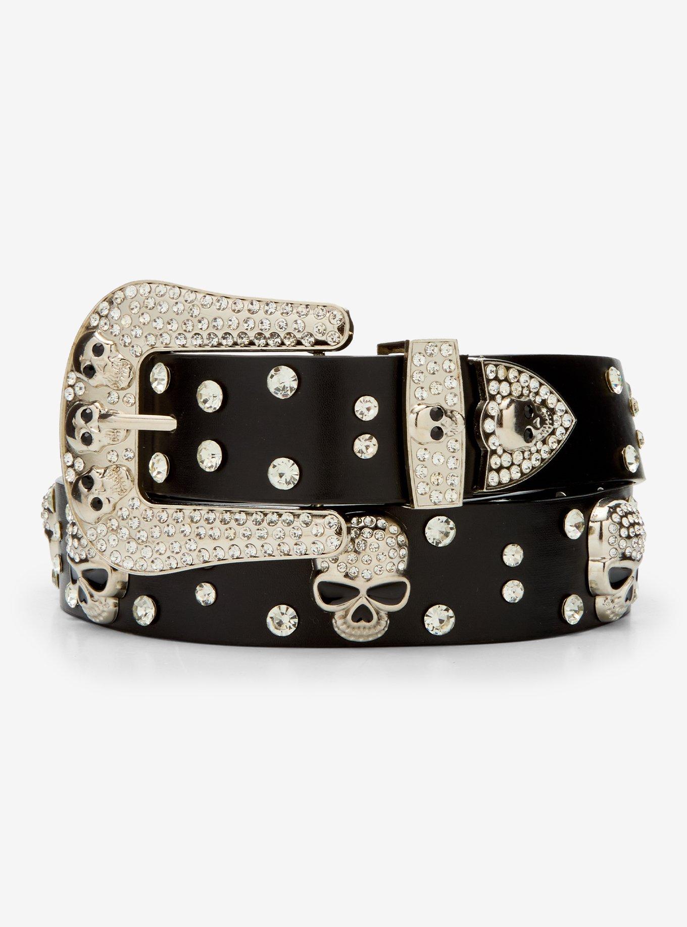 Black Skull Bling Belt, , hi-res