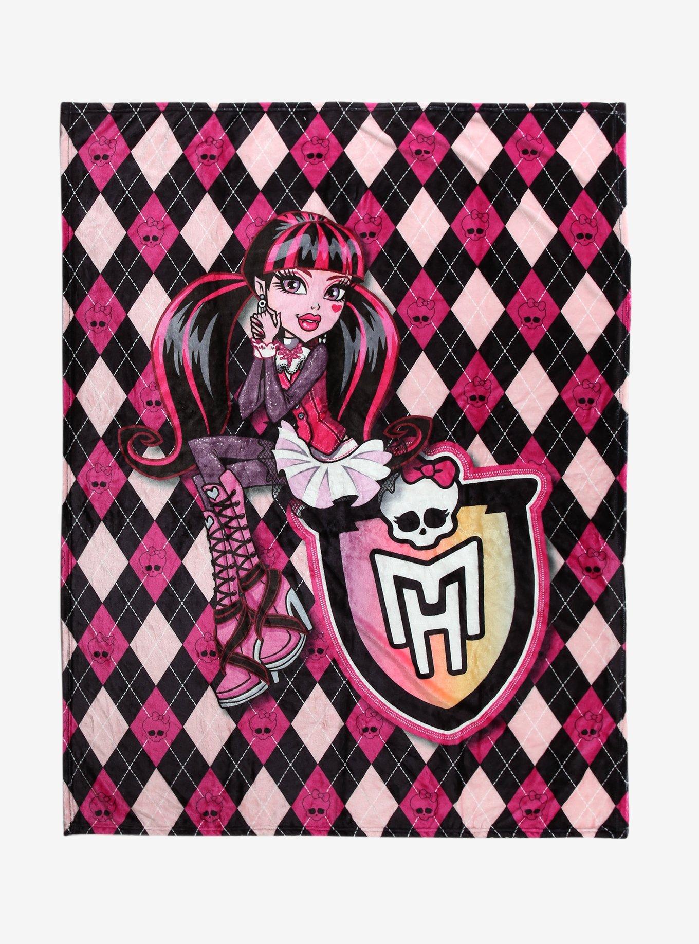 Monster High Draculaura Argyle Throw Blanket, , hi-res