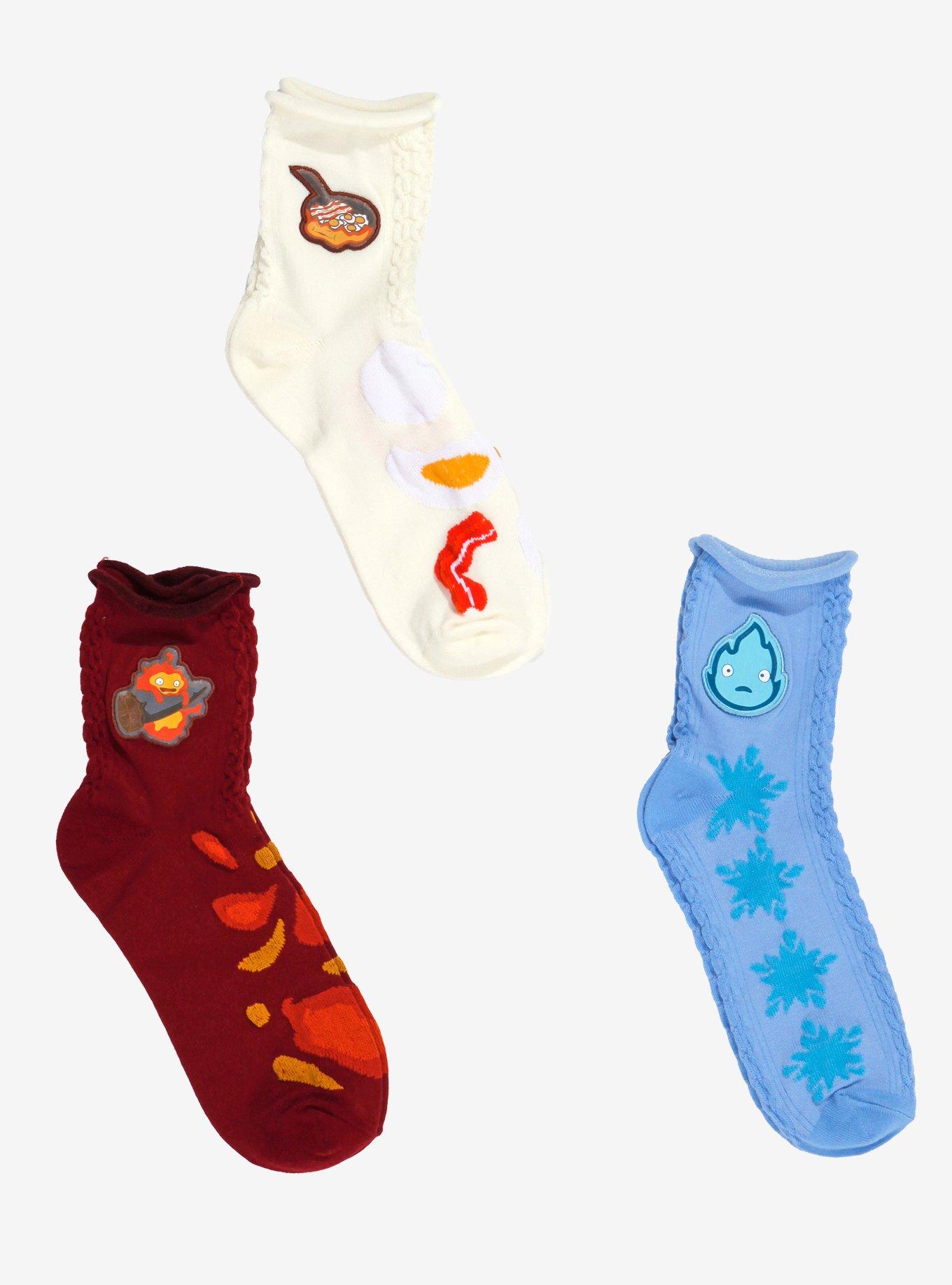 Studio Ghibli® Howl's Moving Castle Calcifer Knit Ankle Socks 3 Pair, , hi-res