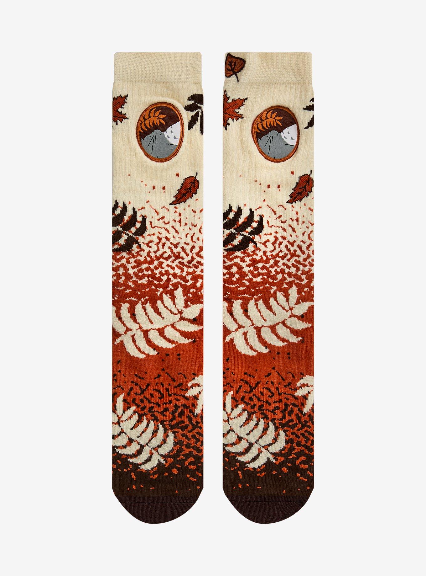 Studio Ghibli® My Neighbor Totoro Brown Leaves Crew Socks, , hi-res