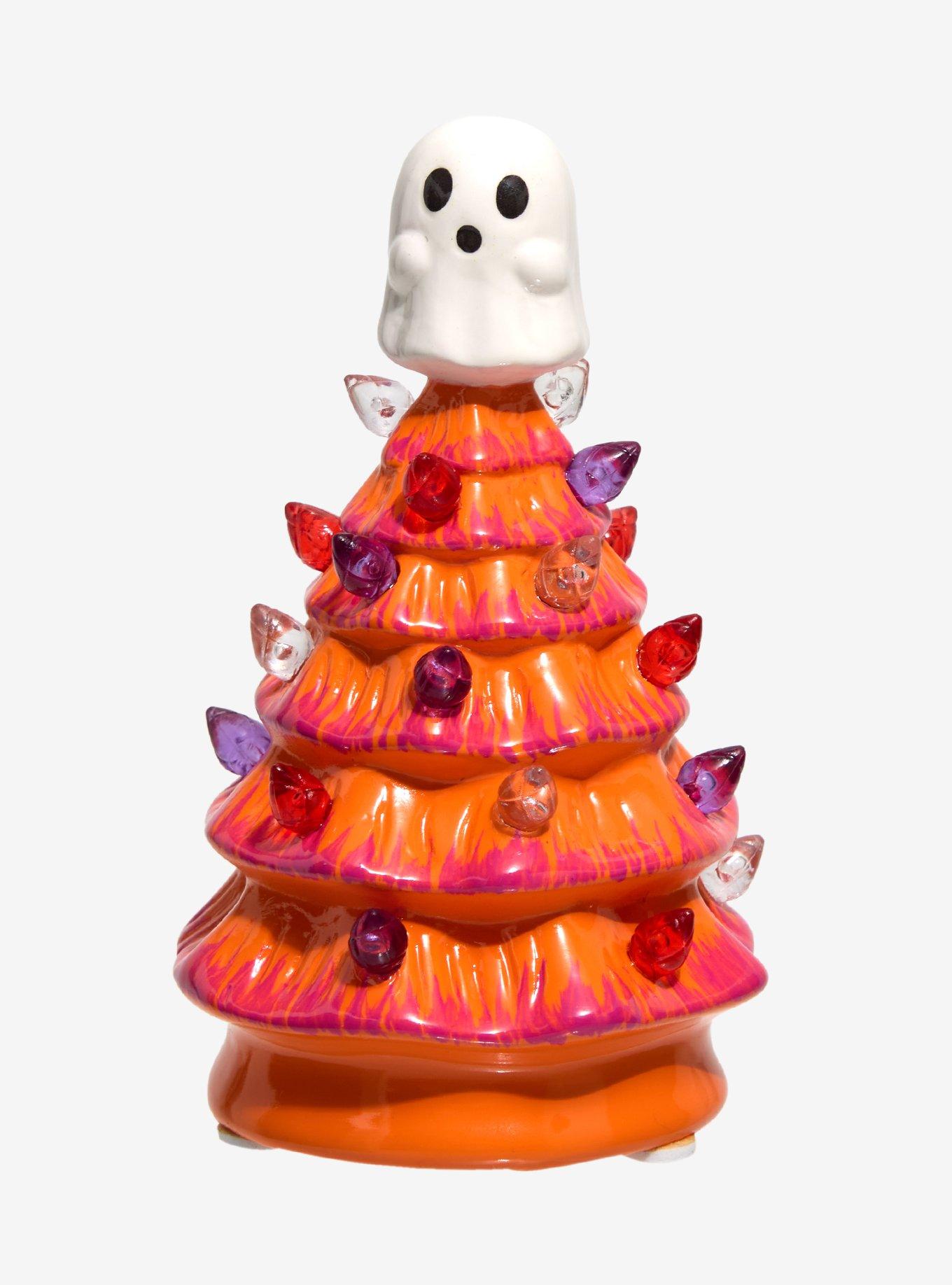 Ghost Orange Light-Up Mini Ceramic Tree, , hi-res