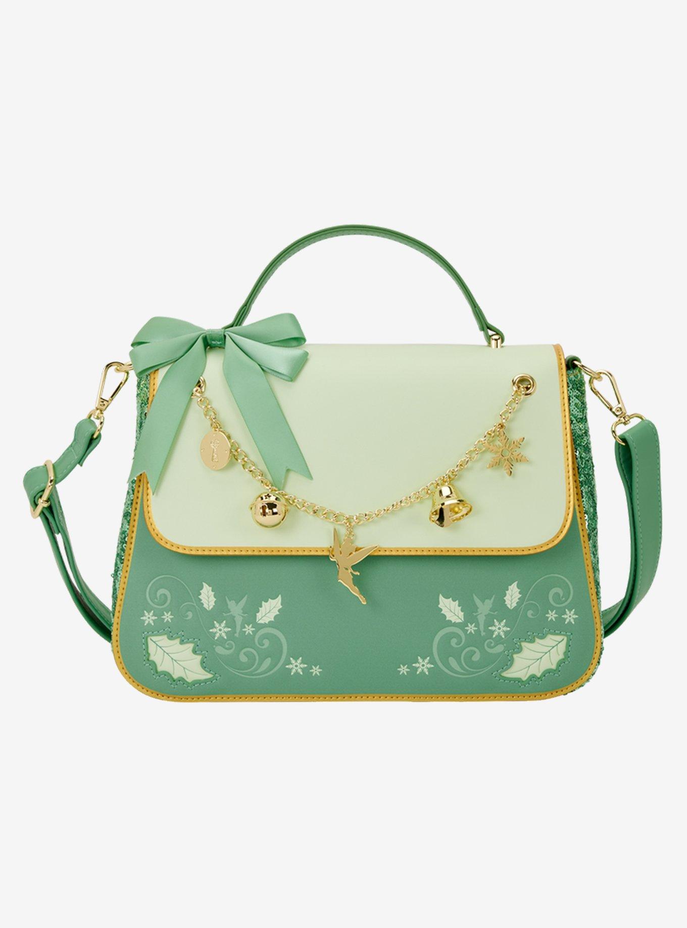 Loungefly Disney Peter Pan Tinker Bell Holiday Sequin Charm Crossbody Bag, , hi-res