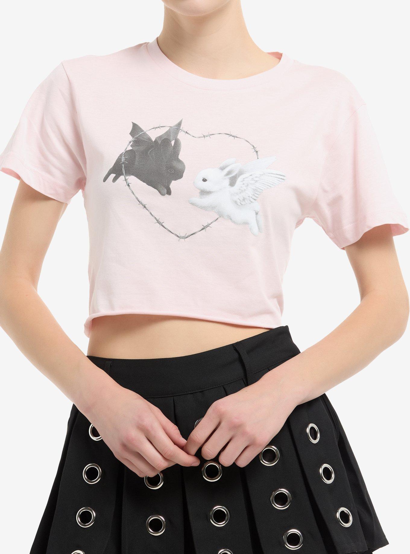 Angel & Devil Bunny Girls Crop T-Shirt By Vampire Valentine, , hi-res
