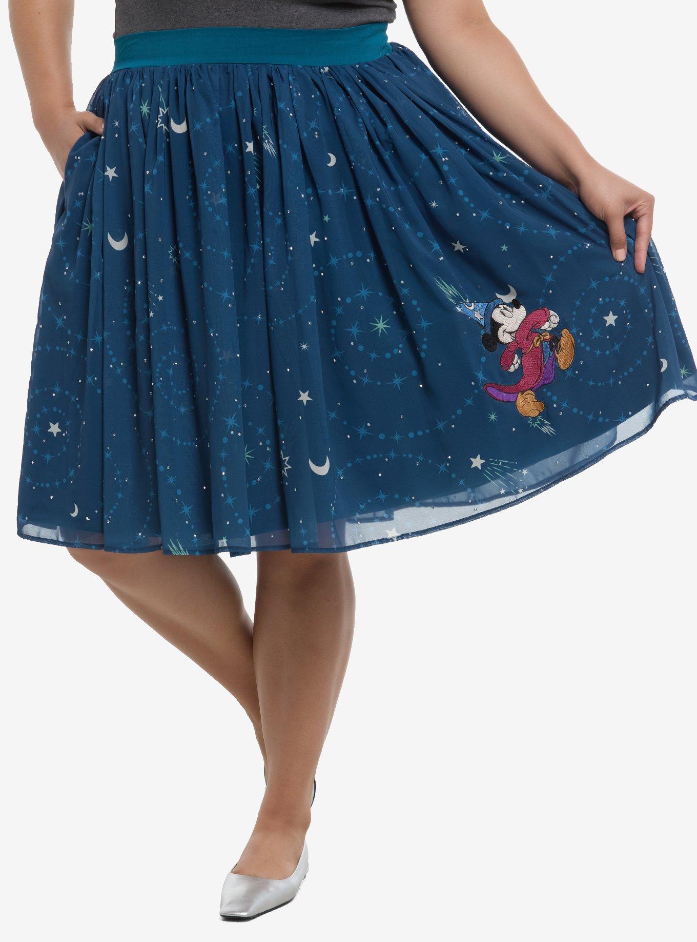 Her Universe Disney Fantasia The Sorcerer's Apprentice Retro Skirt Plus Size Her Universe Exclusive, , hi-res