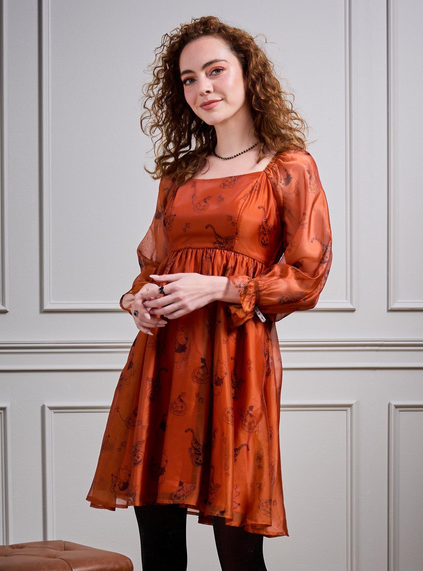 Disney Winnie the Pooh Halloween Allover Print Long Sleeve Dress, , hi-res