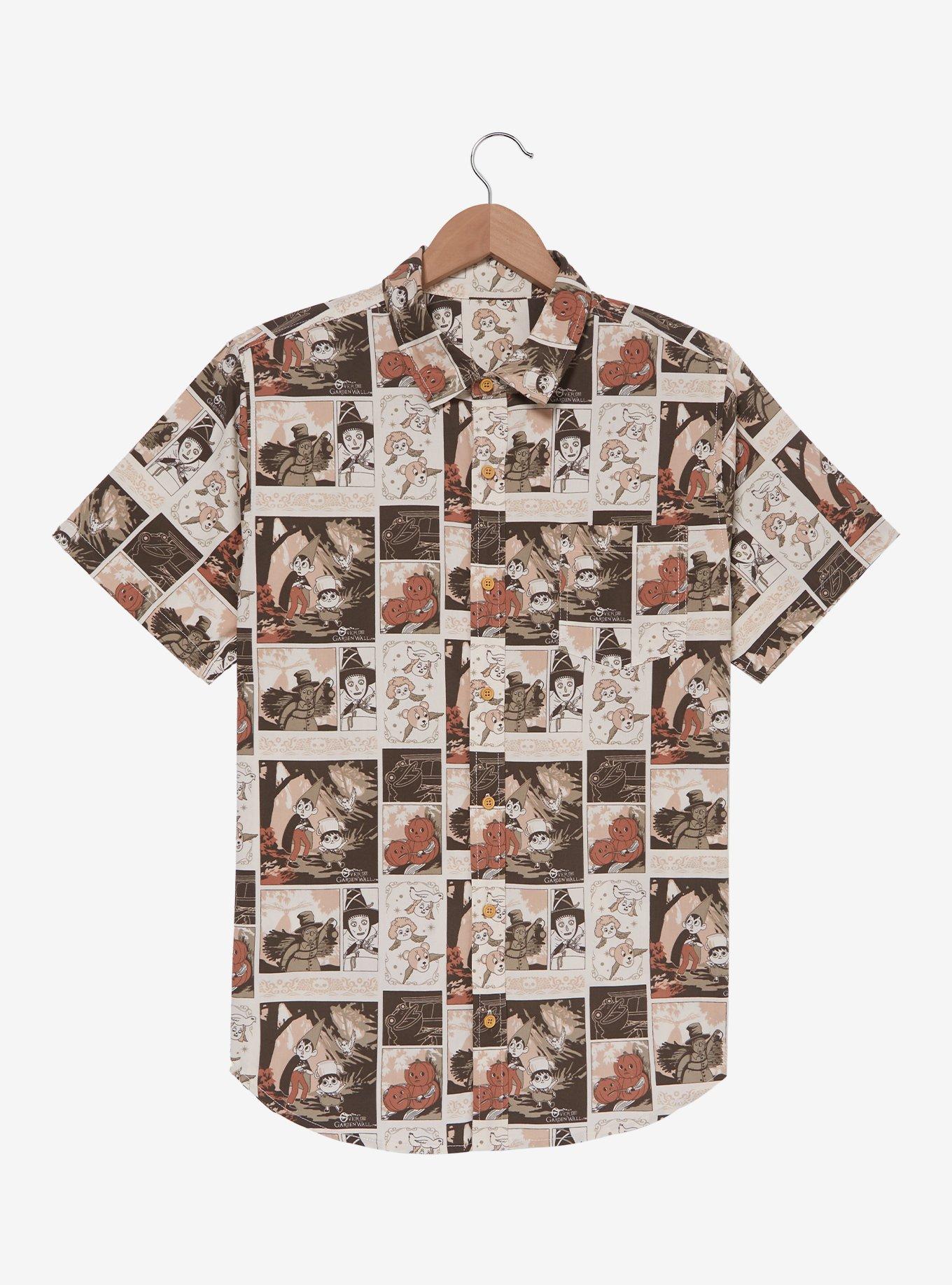 Over The Garden Wall Tonal Scenes Allover Print Woven Button-Up, , hi-res