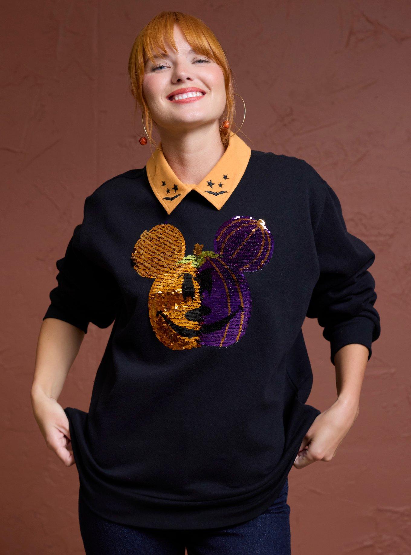 Her Universe Disney Mickey Mouse Sequin Pumpkin Collared Sweatshirt Her Universe Exclusive, , hi-res