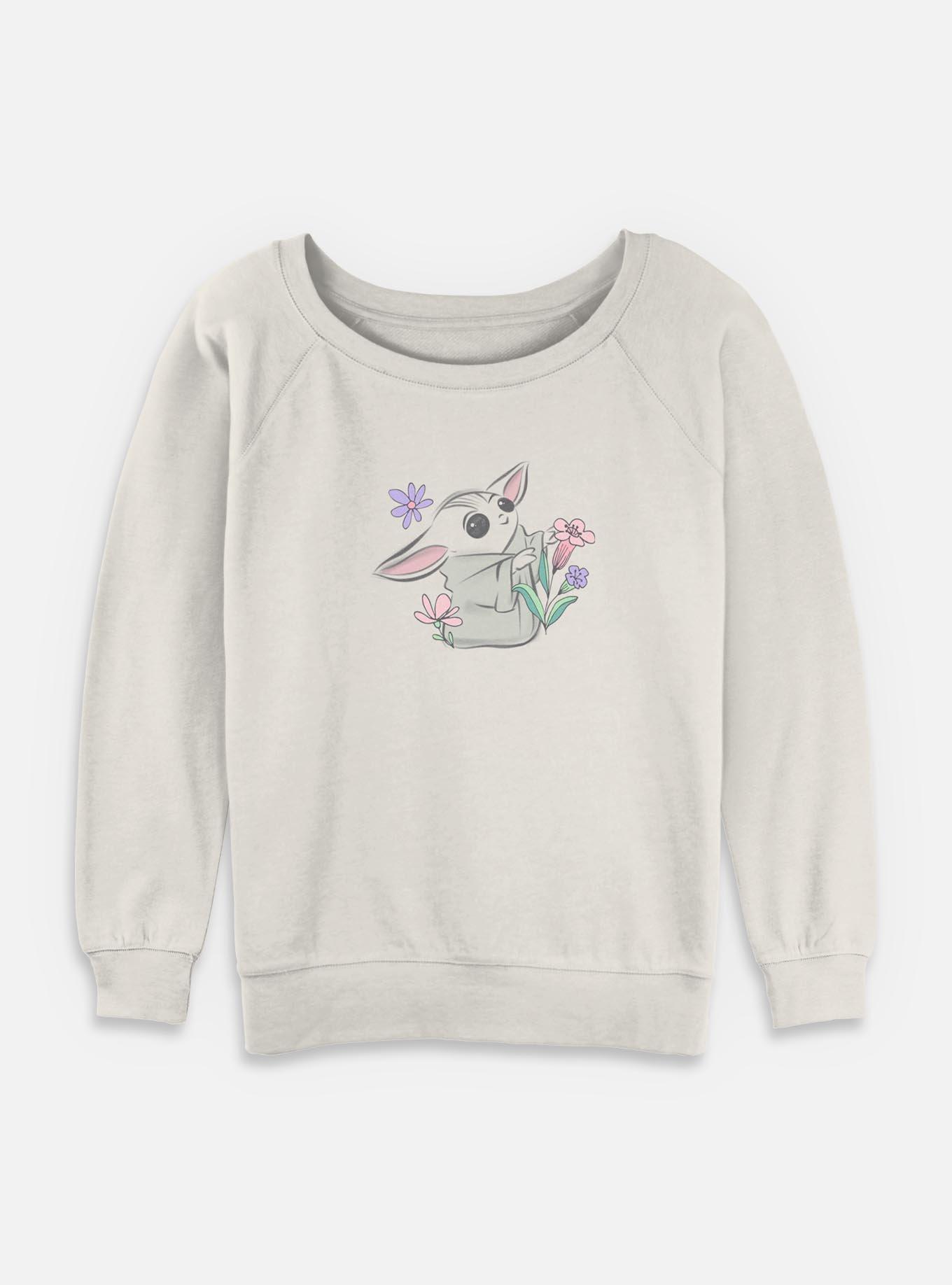 Star Wars The Mandalorian The Child Springs Ahead Womens Slouchy Sweatshirt, EGRET, hi-res