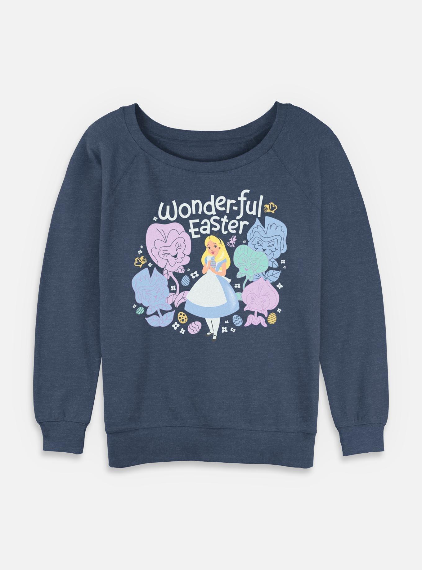 Disney Alice in Wonderland Cheshire Cat's Way Girls T-Shirt Wonderful Easter Womens Slouchy Sweatshirt
