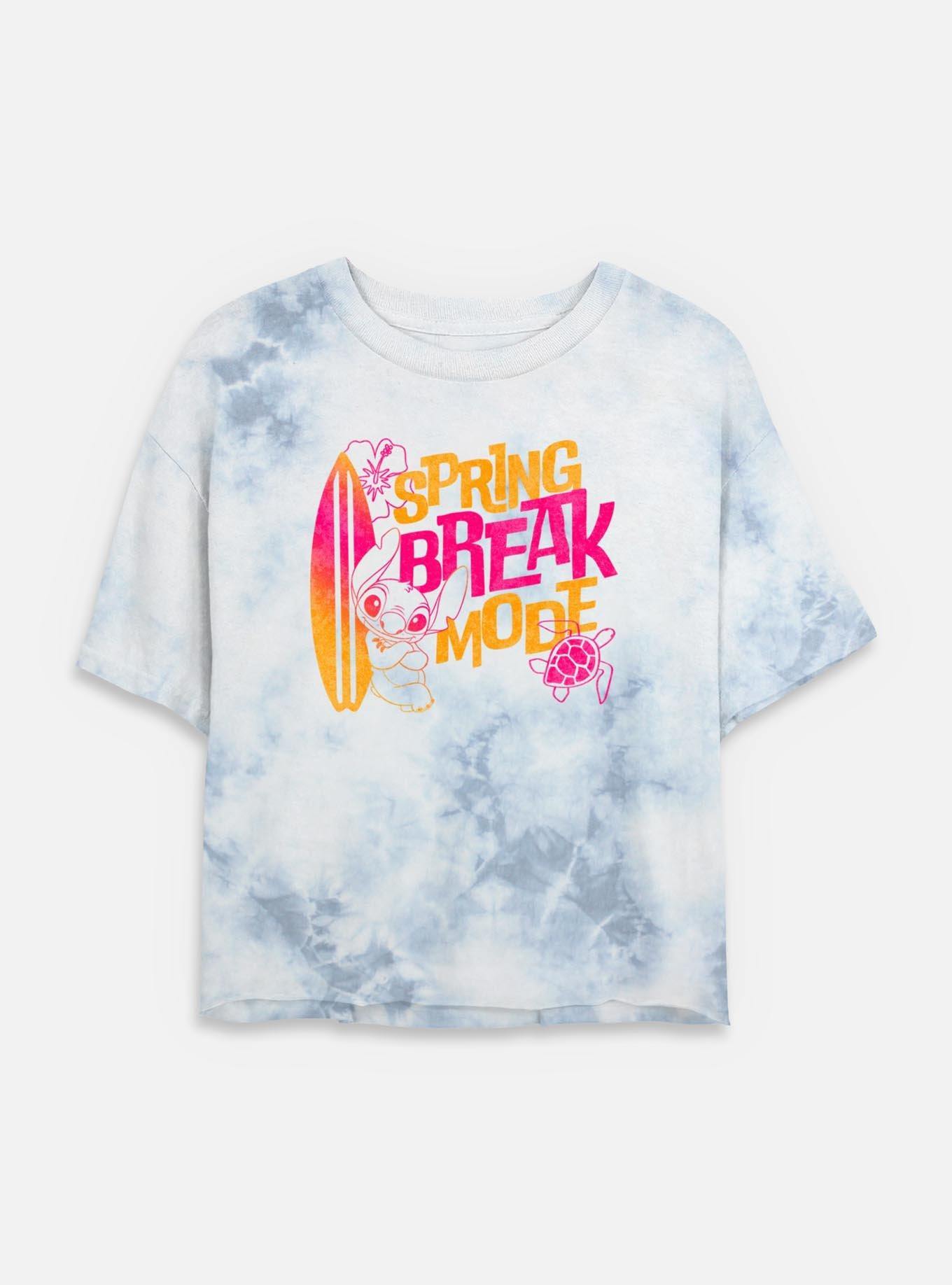 Disney Lilo & Stitch Spring Break Mode Tie Dye Crop Womens T-Shirt, , hi-res