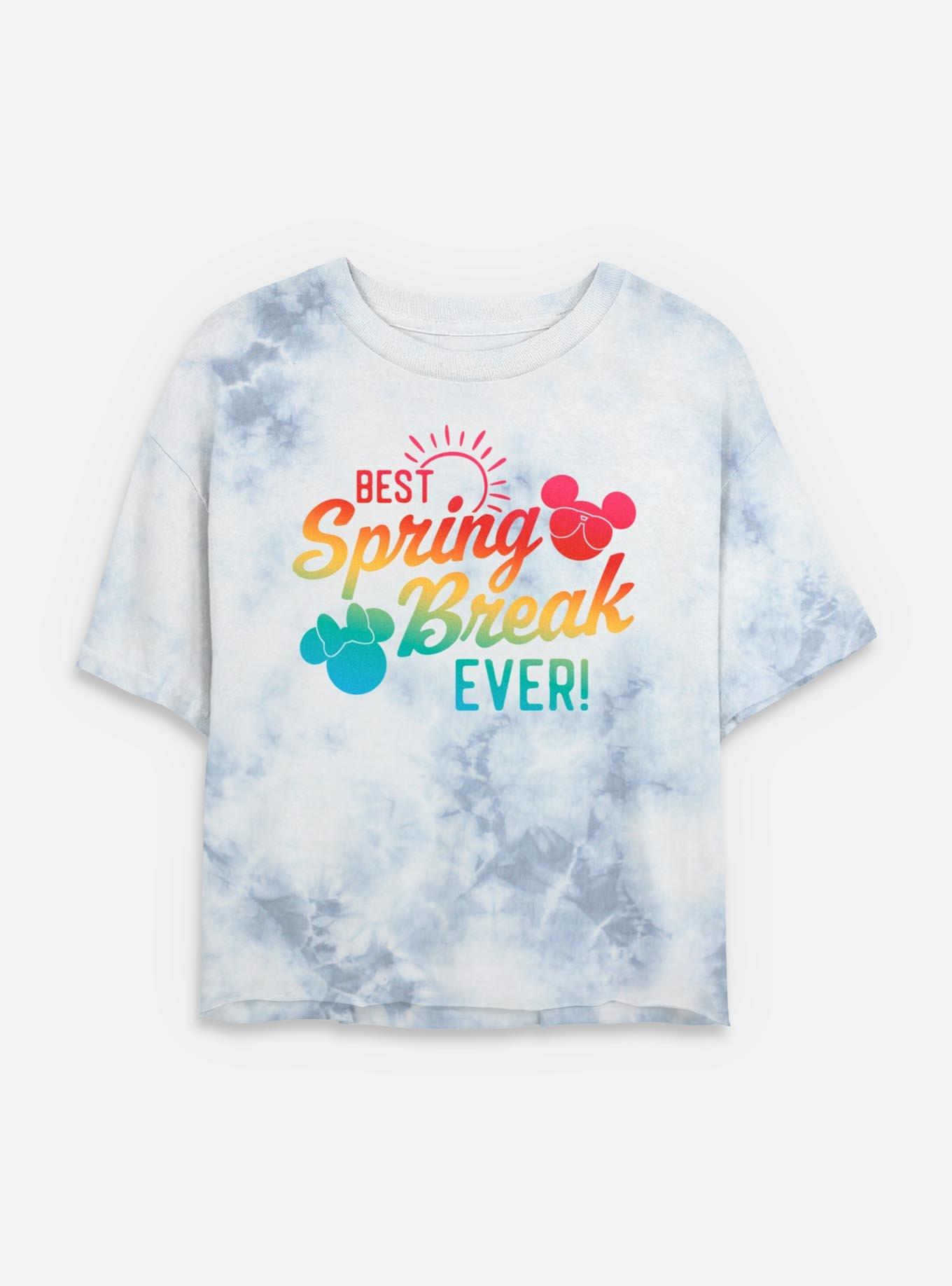 Disney Mickey Mouse Best Spring Break Ever Tie Dye Crop Womens T-Shirt, , hi-res